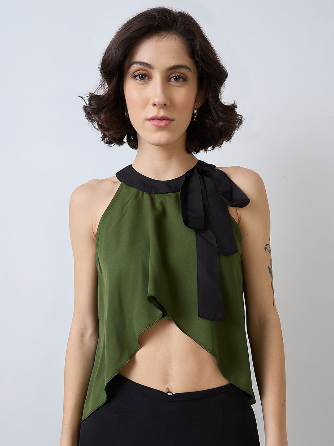 SZN Halter Neck High-Low Crop Top
