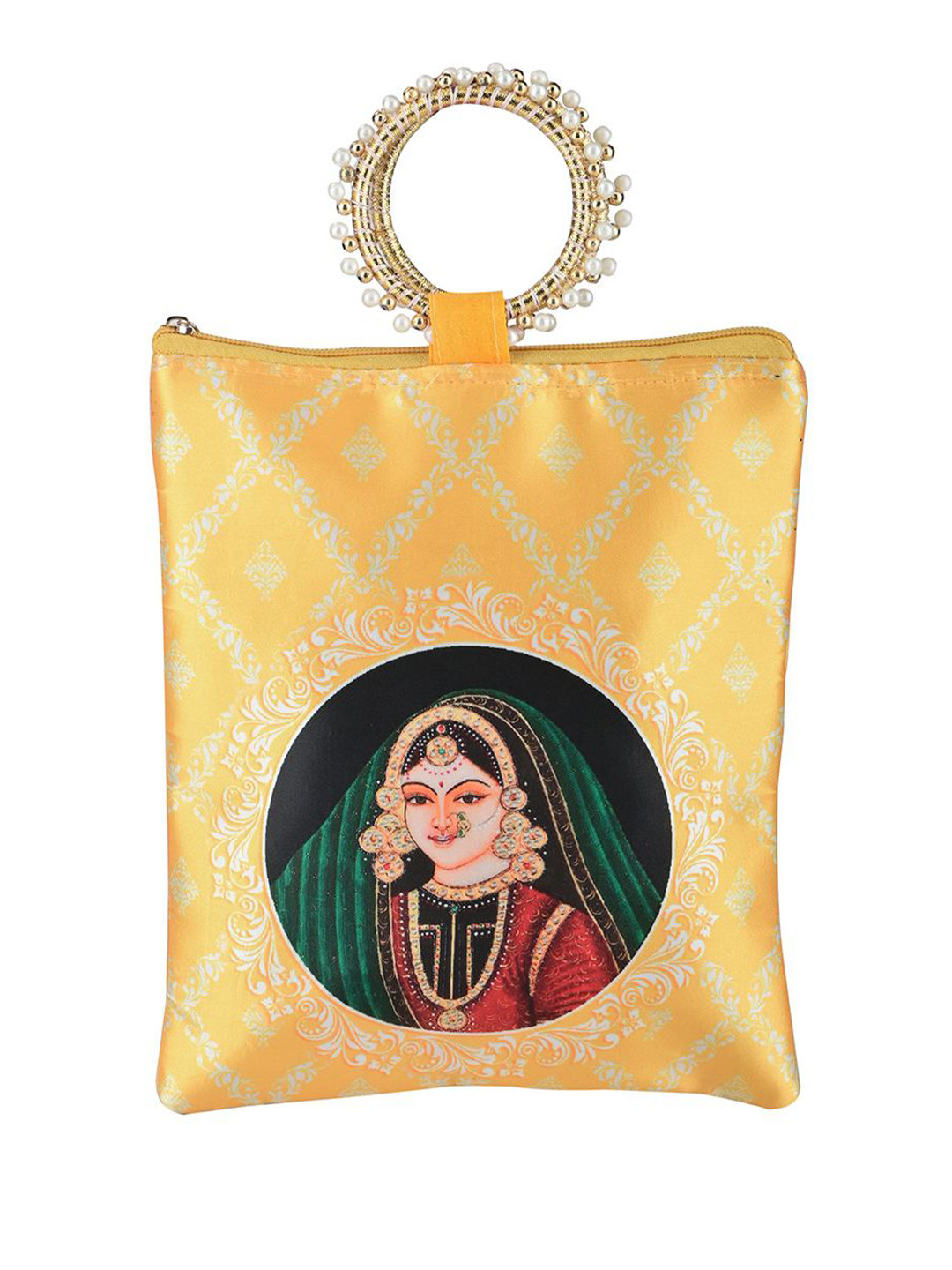 Kuber Industries 2 Pcs Silk Small Printed Structured Handheld Bag with Applique