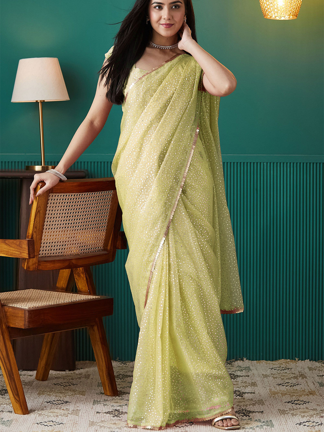 RACHNA Polka Dot Organza Saree