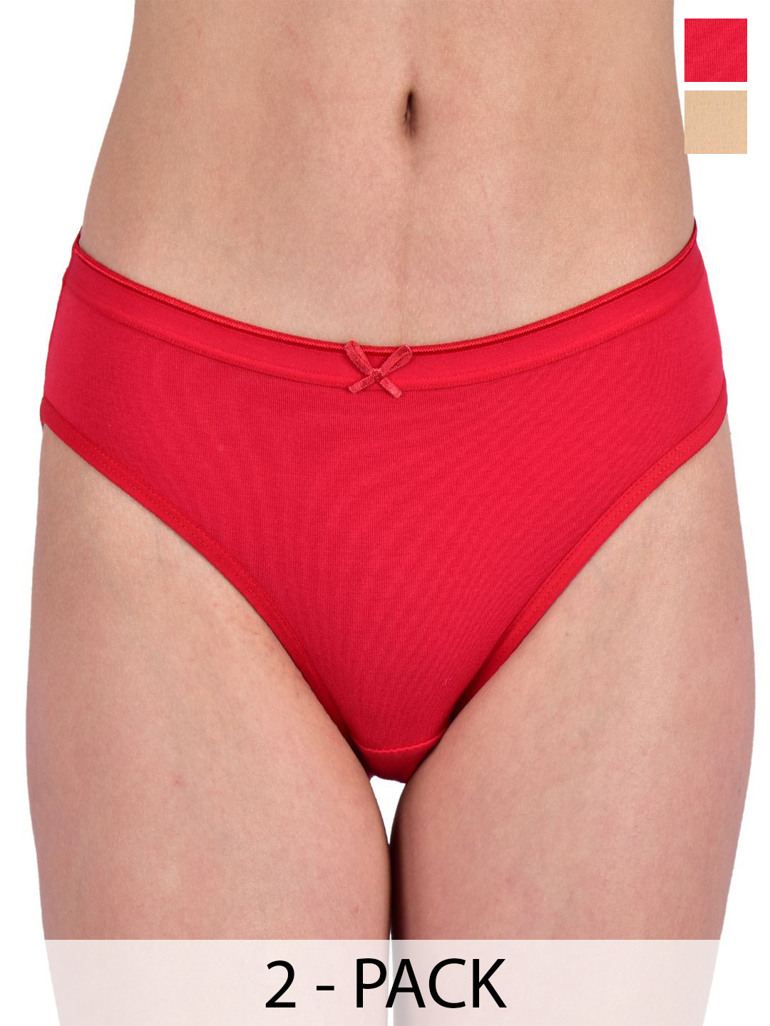 Valles365 by S.C. Pack of 2 Cotton Bikini Briefs BIKPN2BEGRED-S