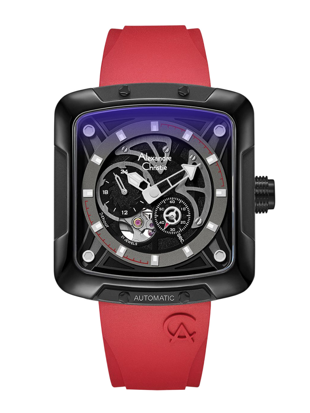 Alexandre Christie Men Skeleton Dial & Straps Analogue Automatic Watch 3030GARIPBARE