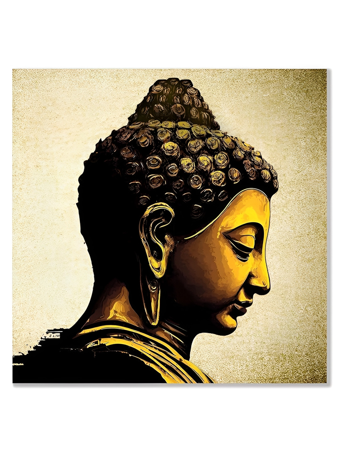 Indianara Gautam Buddha Canvas Square Paintings Wall Art-19.7 x 19.7In