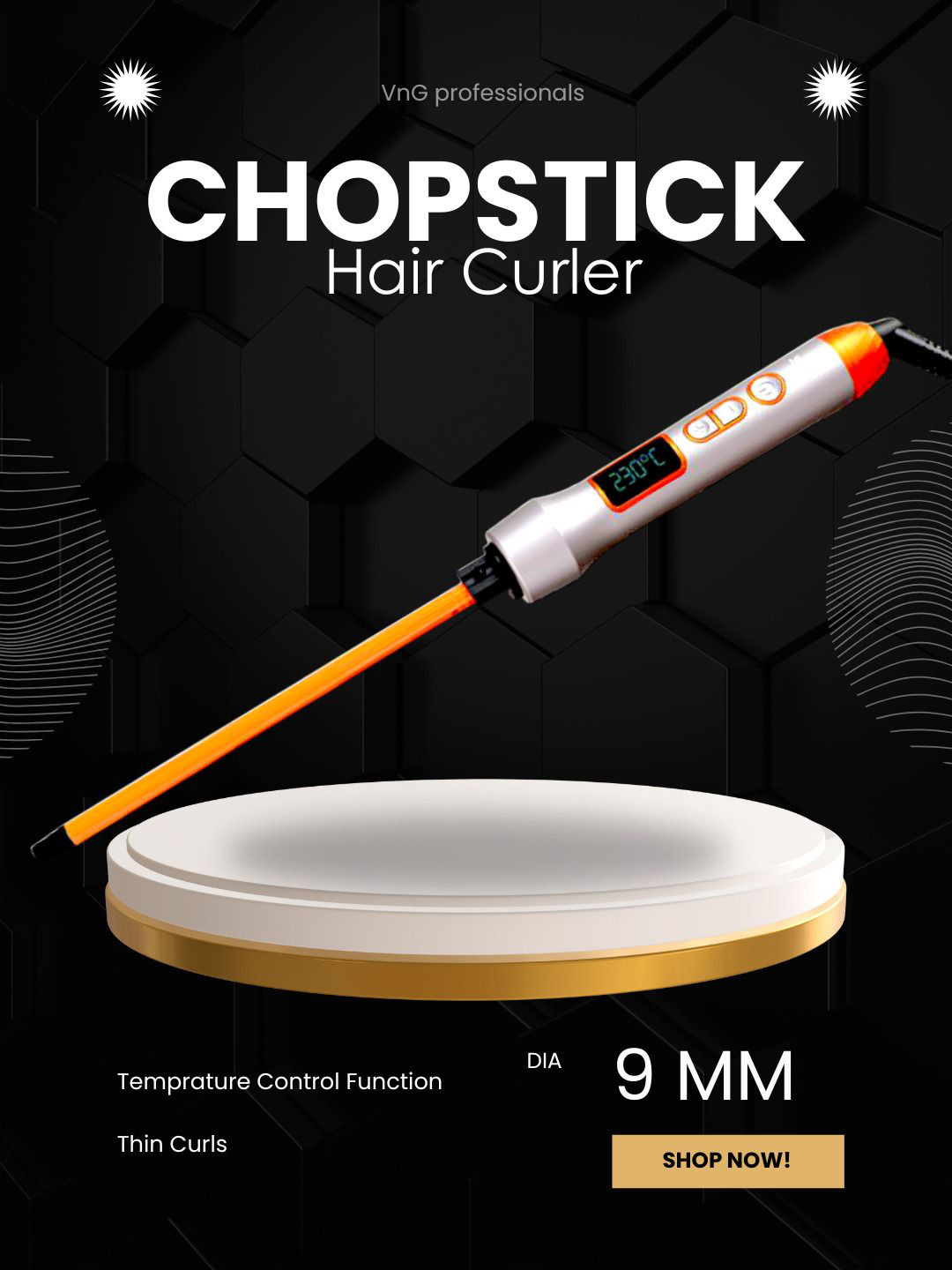 vng Cronier Professional Curling Iron- 9mm