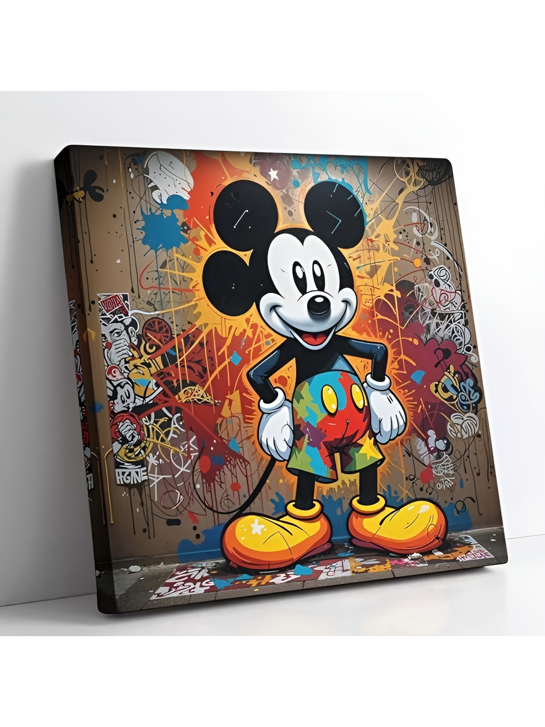 Indianara Grey & White 1 Piece Canvas Cartoon Characters Wall Paintings