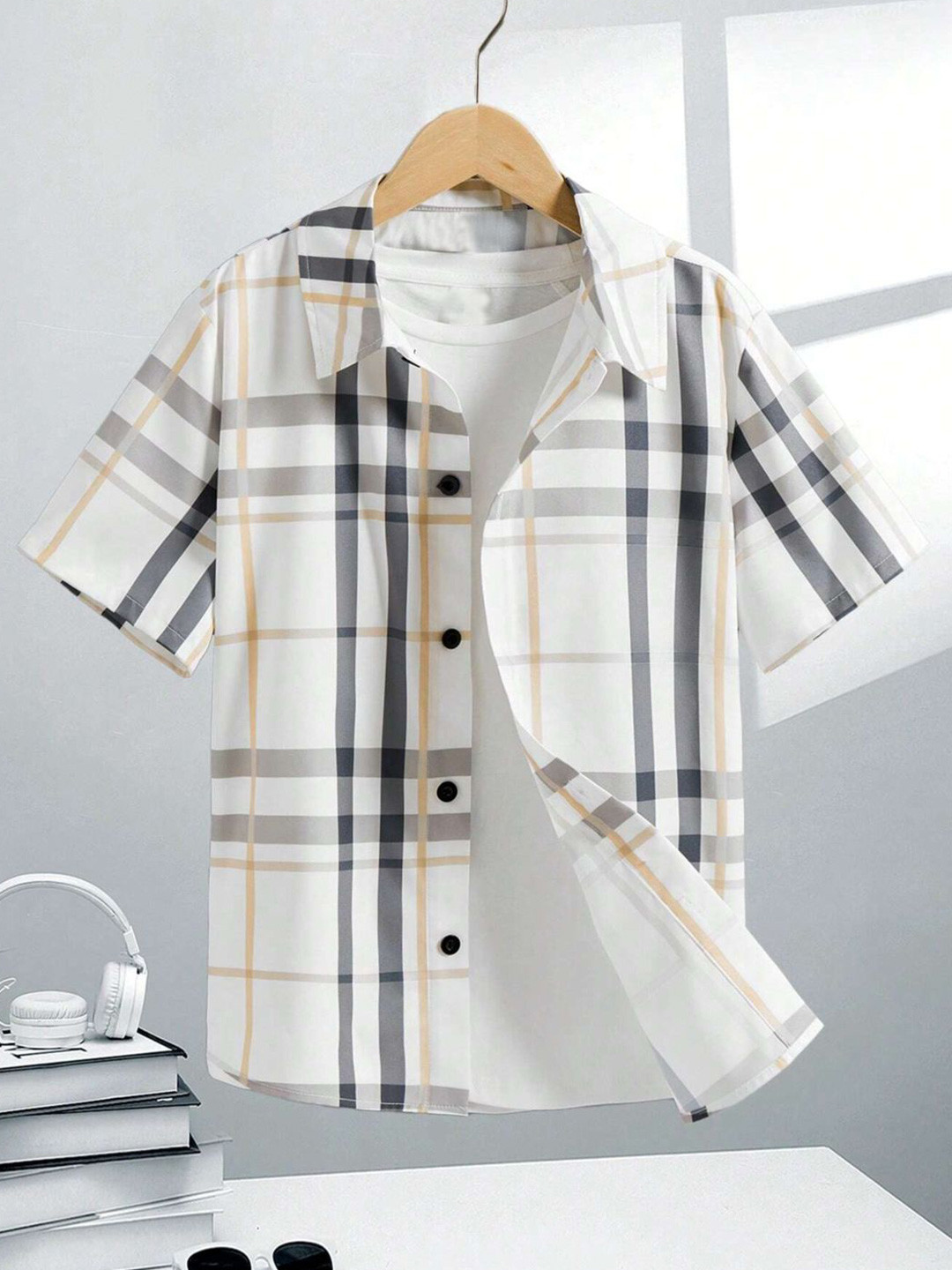 BAESD Boys Standard Tartan Checks Opaque Checked Party Shirt