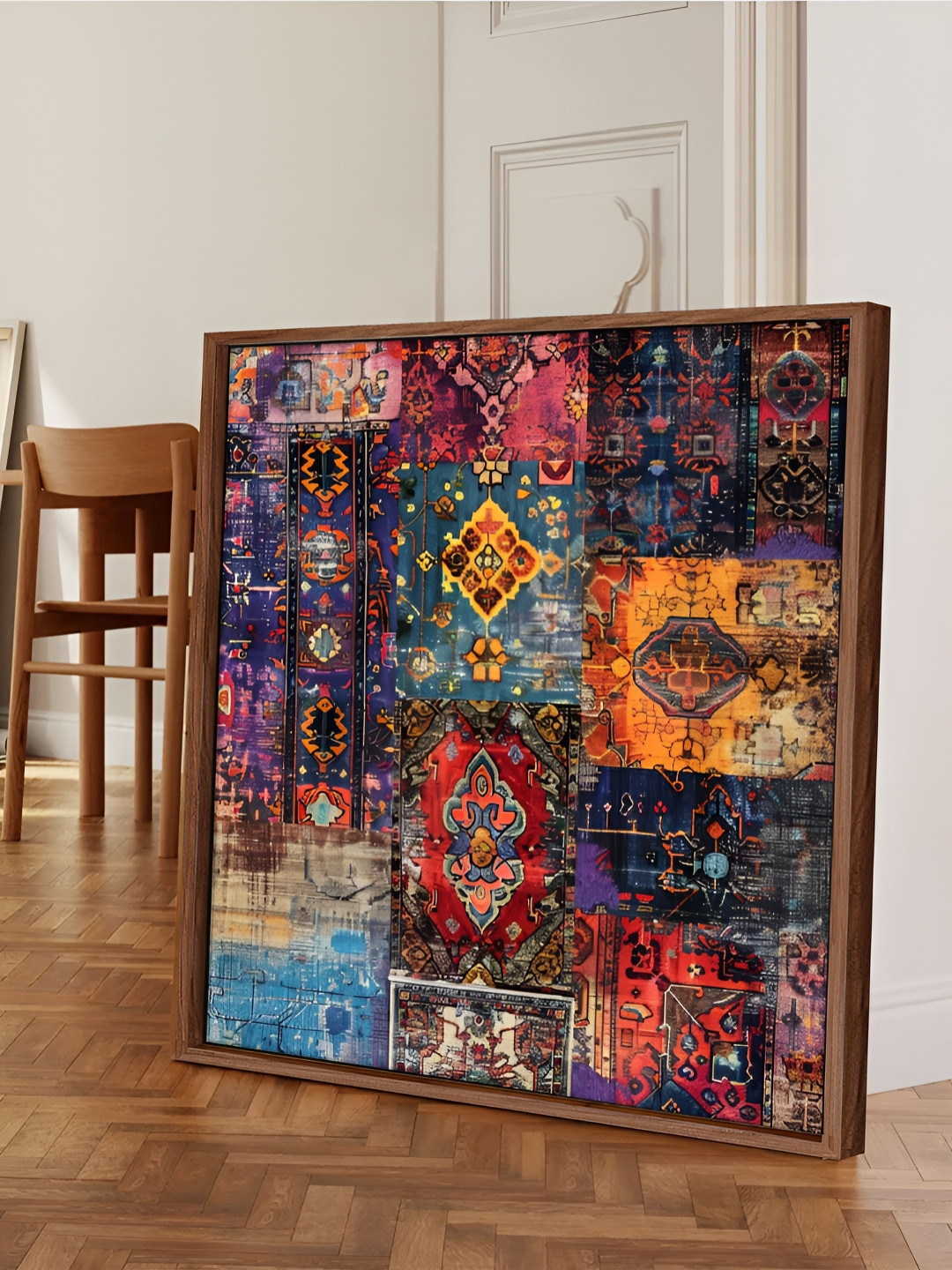 Myntra Elegant Homes Red & Purple Abstract Canvas Wall Art