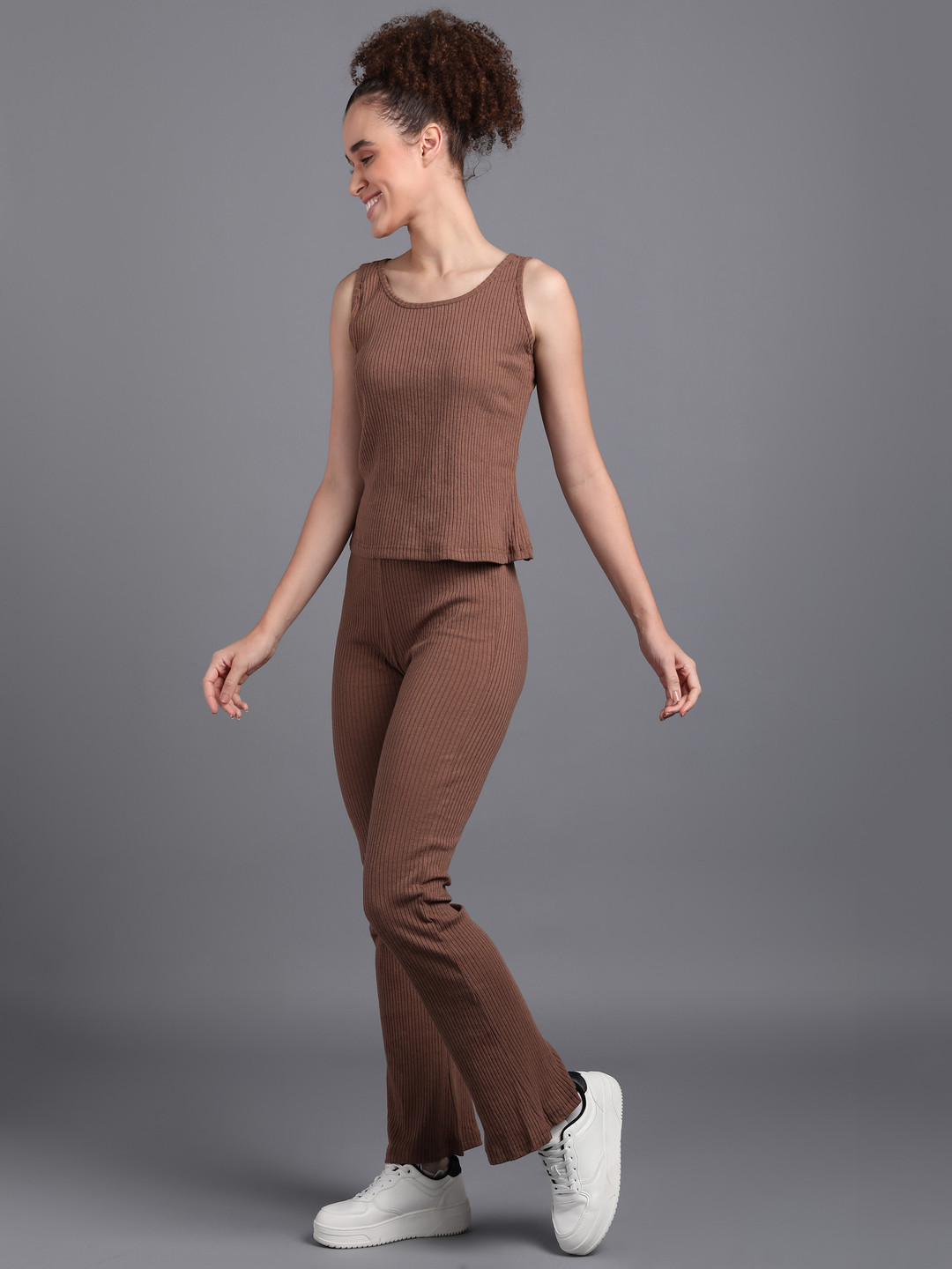 Rock Paper Scissors Self Design Round Neck Top & Trouser