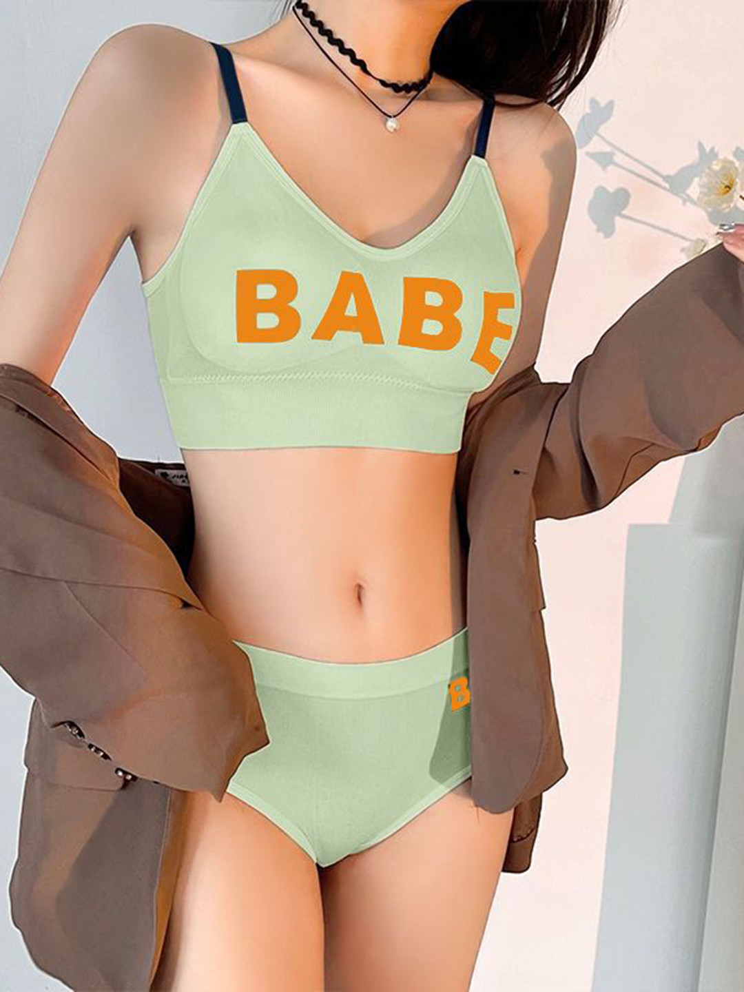 Lugo Printed Lightly Padded Lingerie Set VANumber - Bra&Panty_BABE_SeaGreen_28