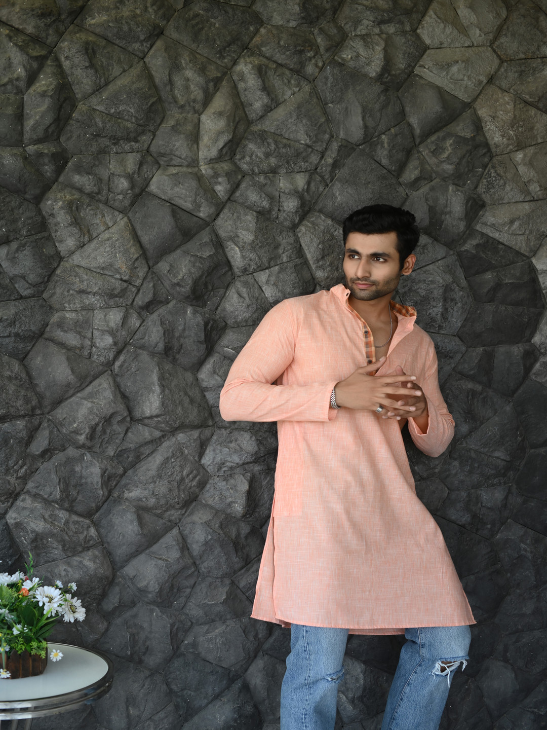 Style Matters Band Collar Long Sleeves Pure Cotton Straight Kurta