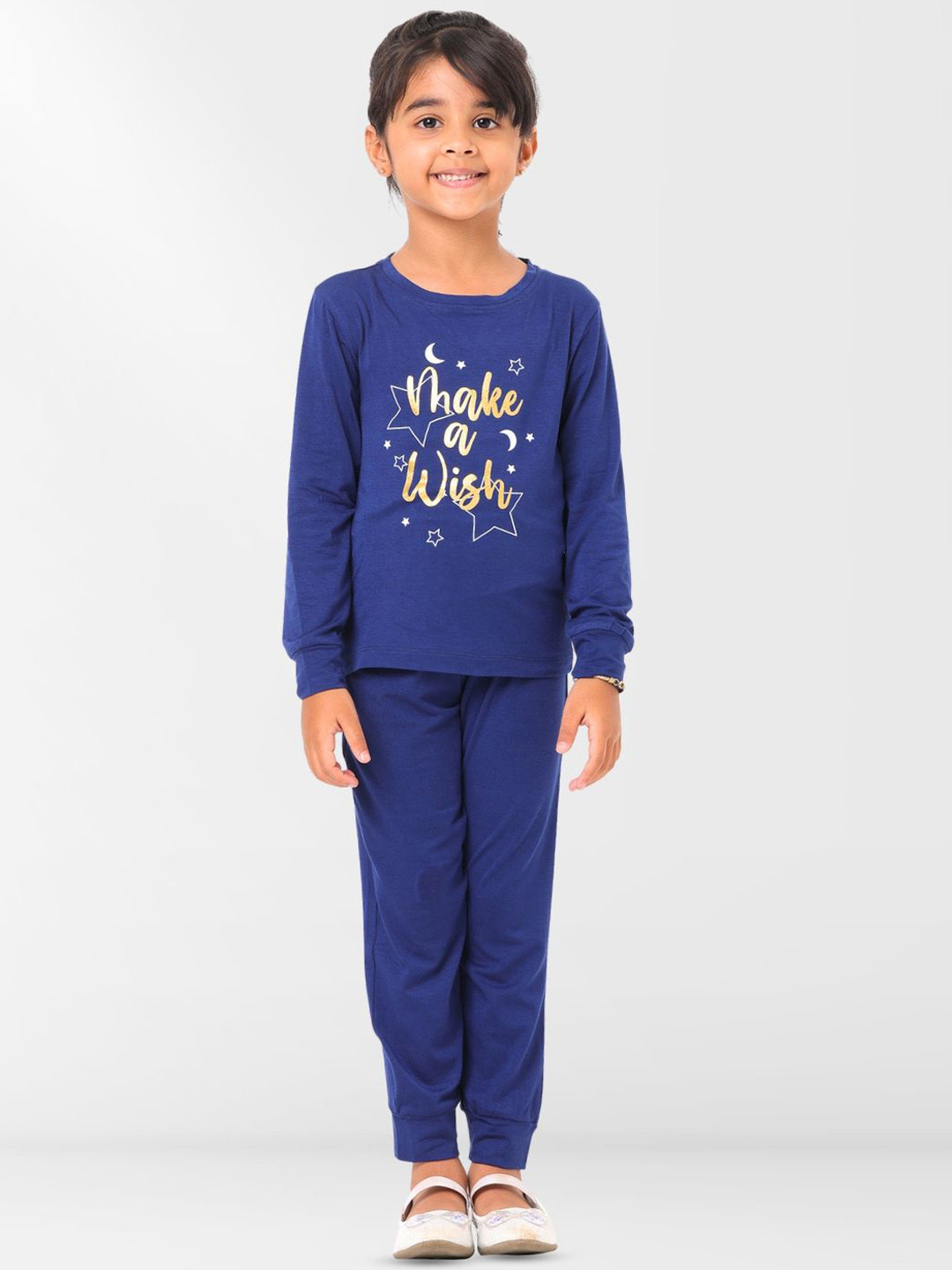 Nuego Kids Girls Graphic Print Modal T-Shirt with Pants Night Suit