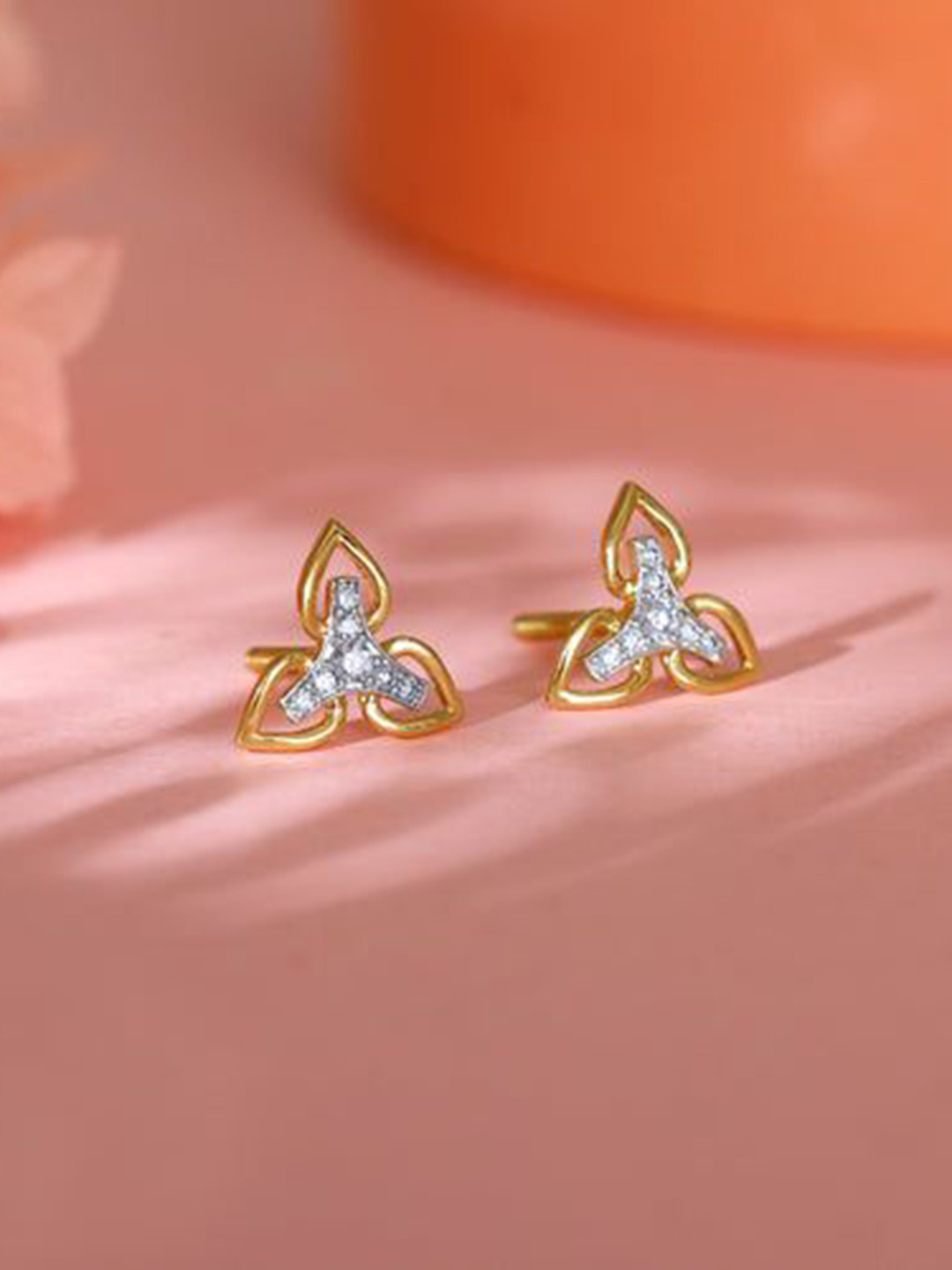 GIVA Women 14 Kt Gold Trilluxe Diamond Earrings-1.67 gms