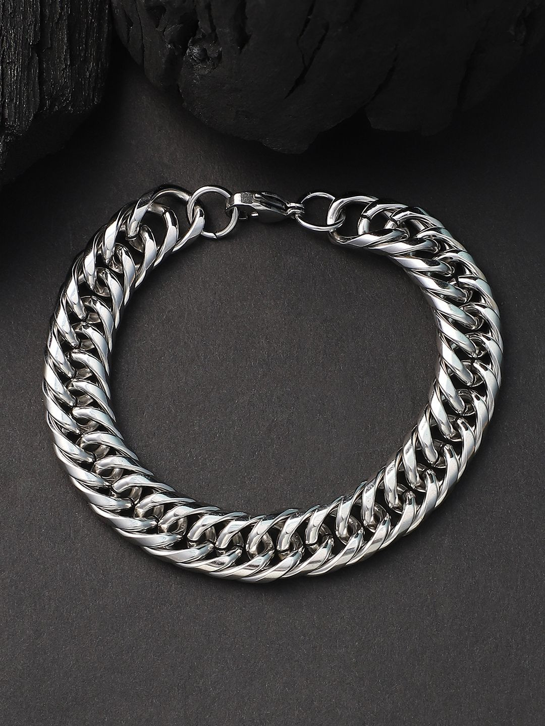 French Accent Men Silver-Plated Maxi-Chain Link Bracelet