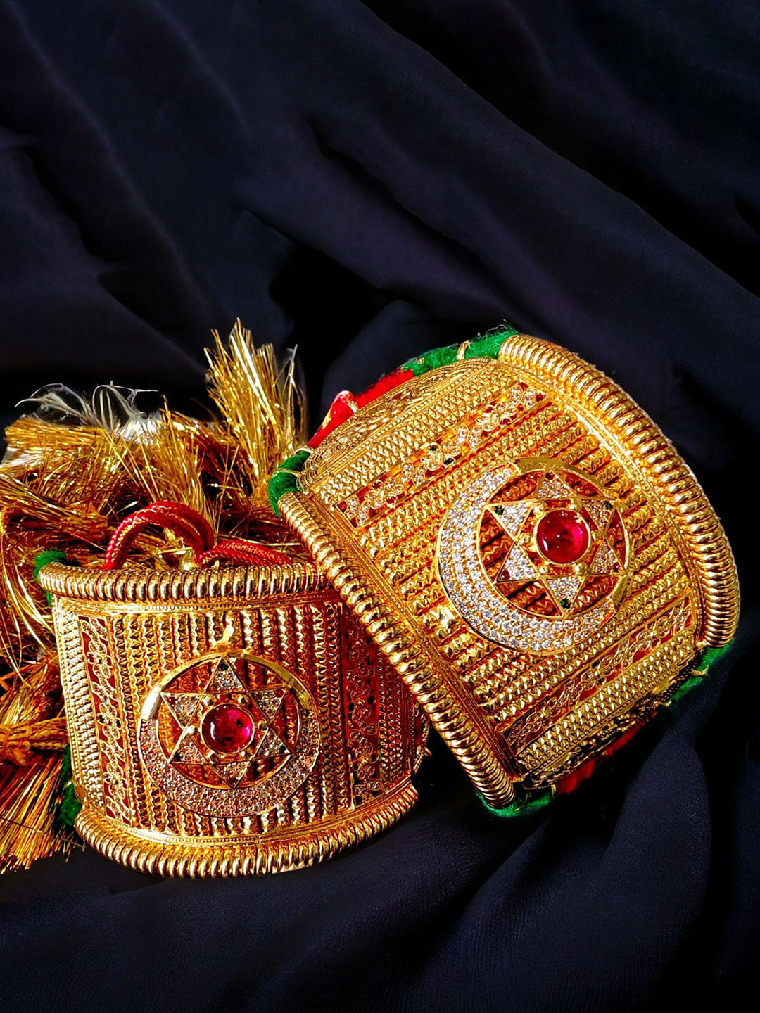 RAJASTHANI GAHANA Gold-Plated Stone-Studded Wraparound Bracelet
