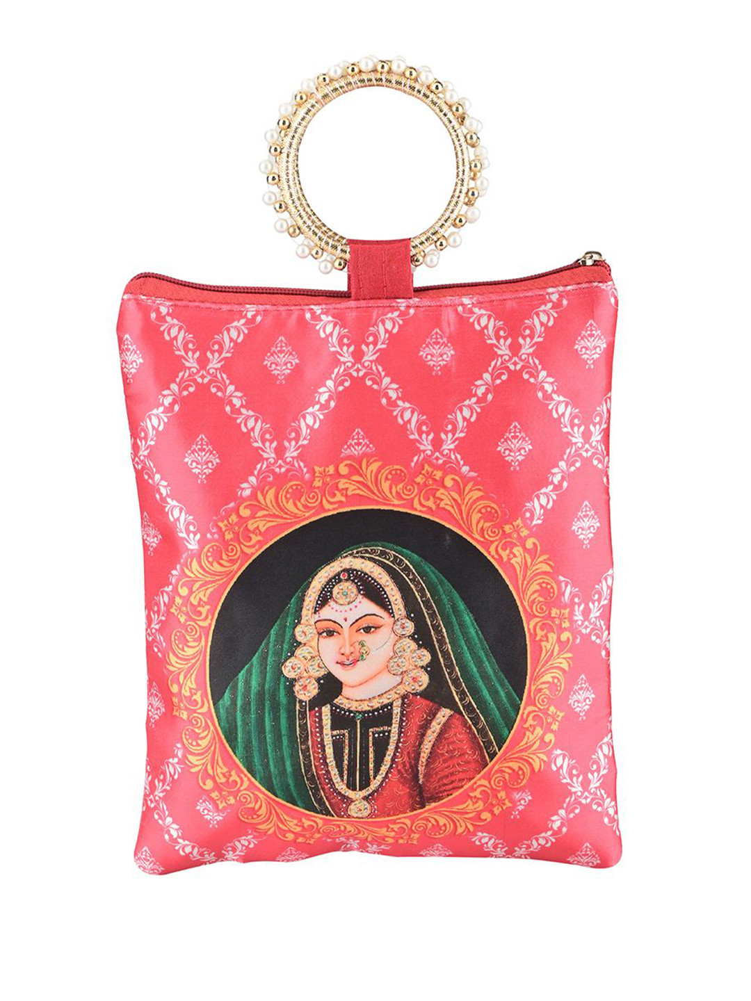 Kuber Industries 2 Pcs Silk Small Printed Shopper Handheld Bag with Quilted