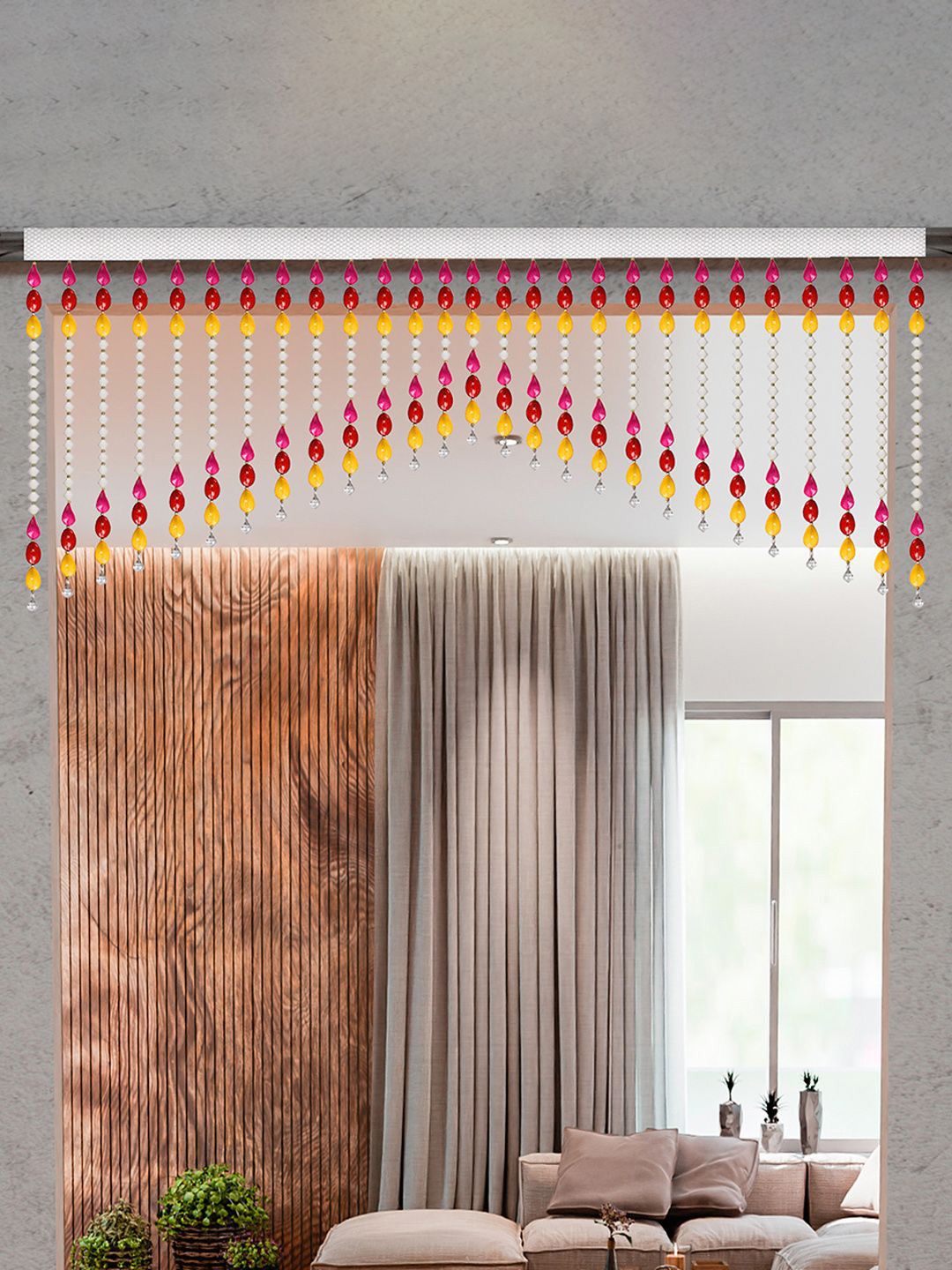 Kuber Industries White & Red Beads Bandarwal Toran