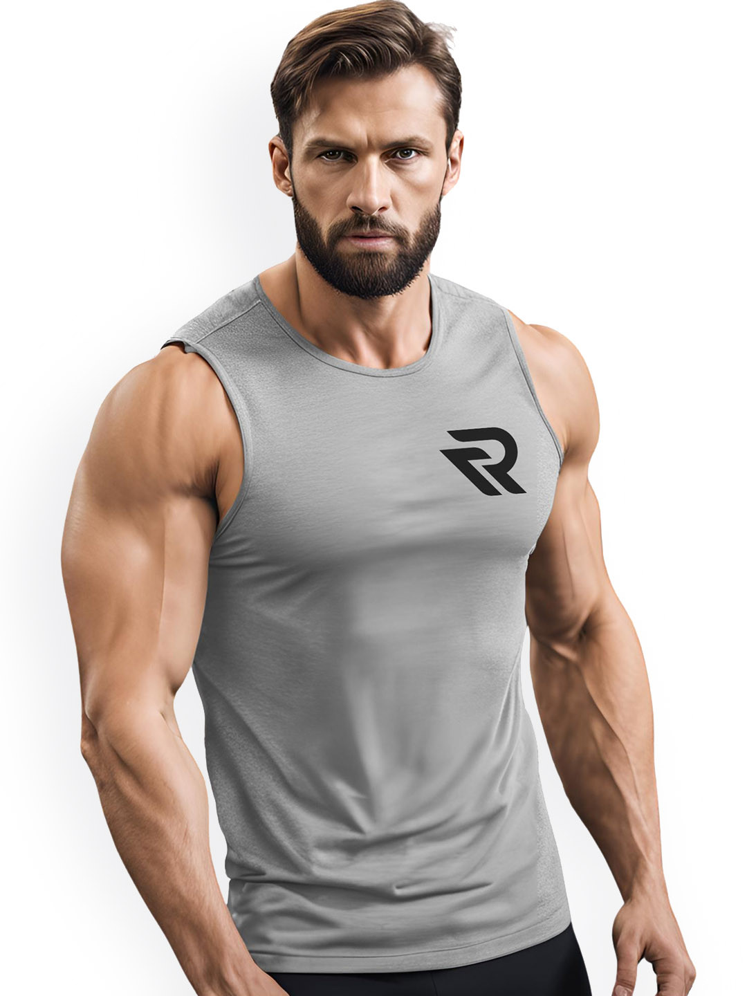 3Colors Printed Dri-FIT Sleeveless Activewear Gym Vest VEST-CCUT-RUN-GREY_M