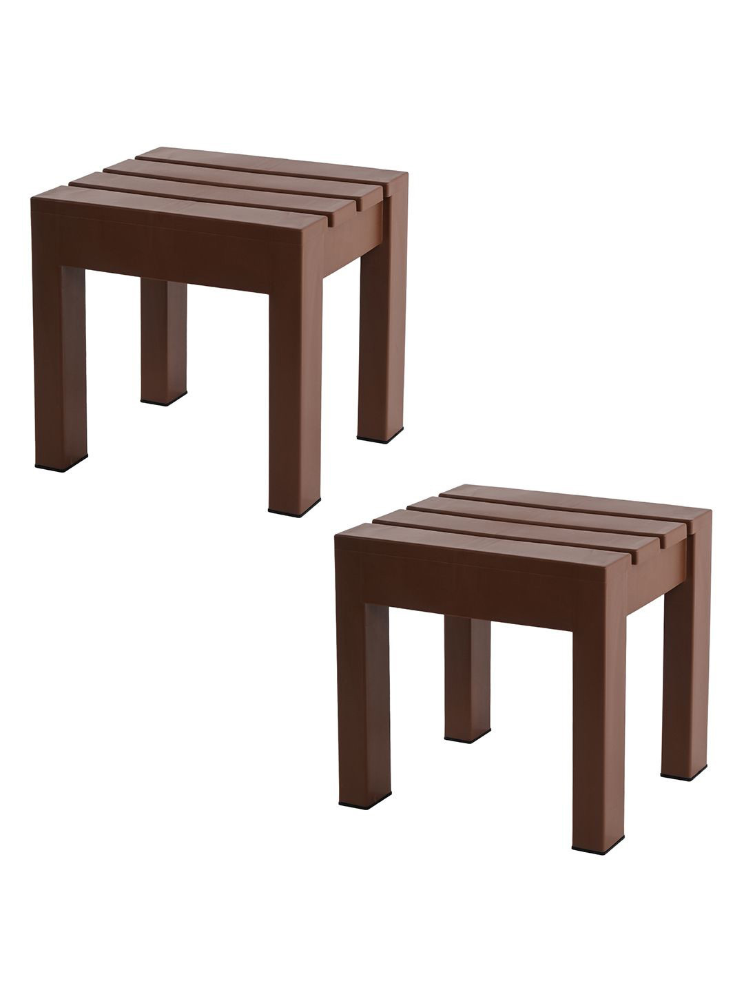 Kuber Industries Brown 2 Pieces Anti Slip Bath Stools