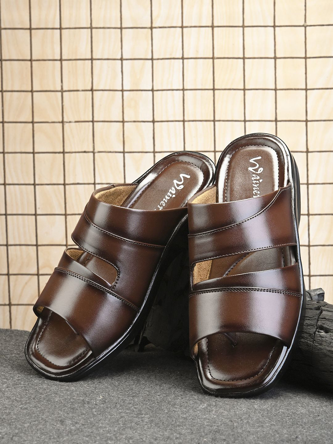 WAINERS Men Leather Comfort Sandals
