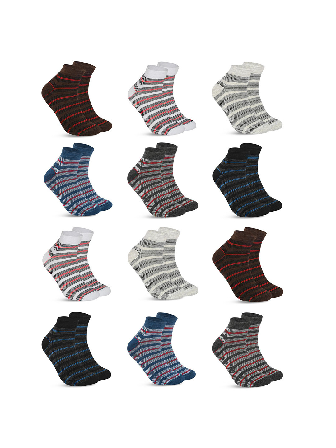 Sjeware Pack Of 12 Striped Cotton Ankle Length