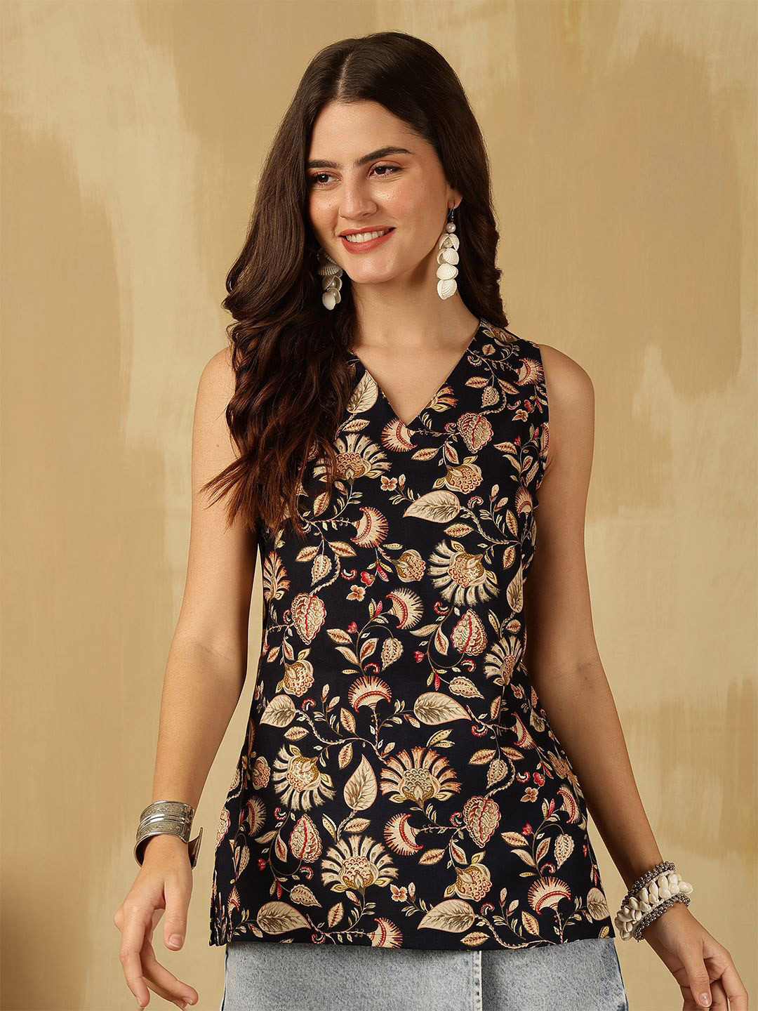 Anouk Rustic Floral Print Wrap Top