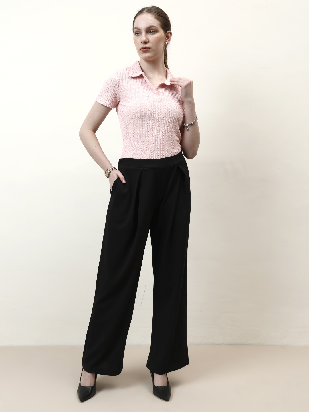 Athena Immutable Women Relaxed Easy Wash Pleated Trousers
