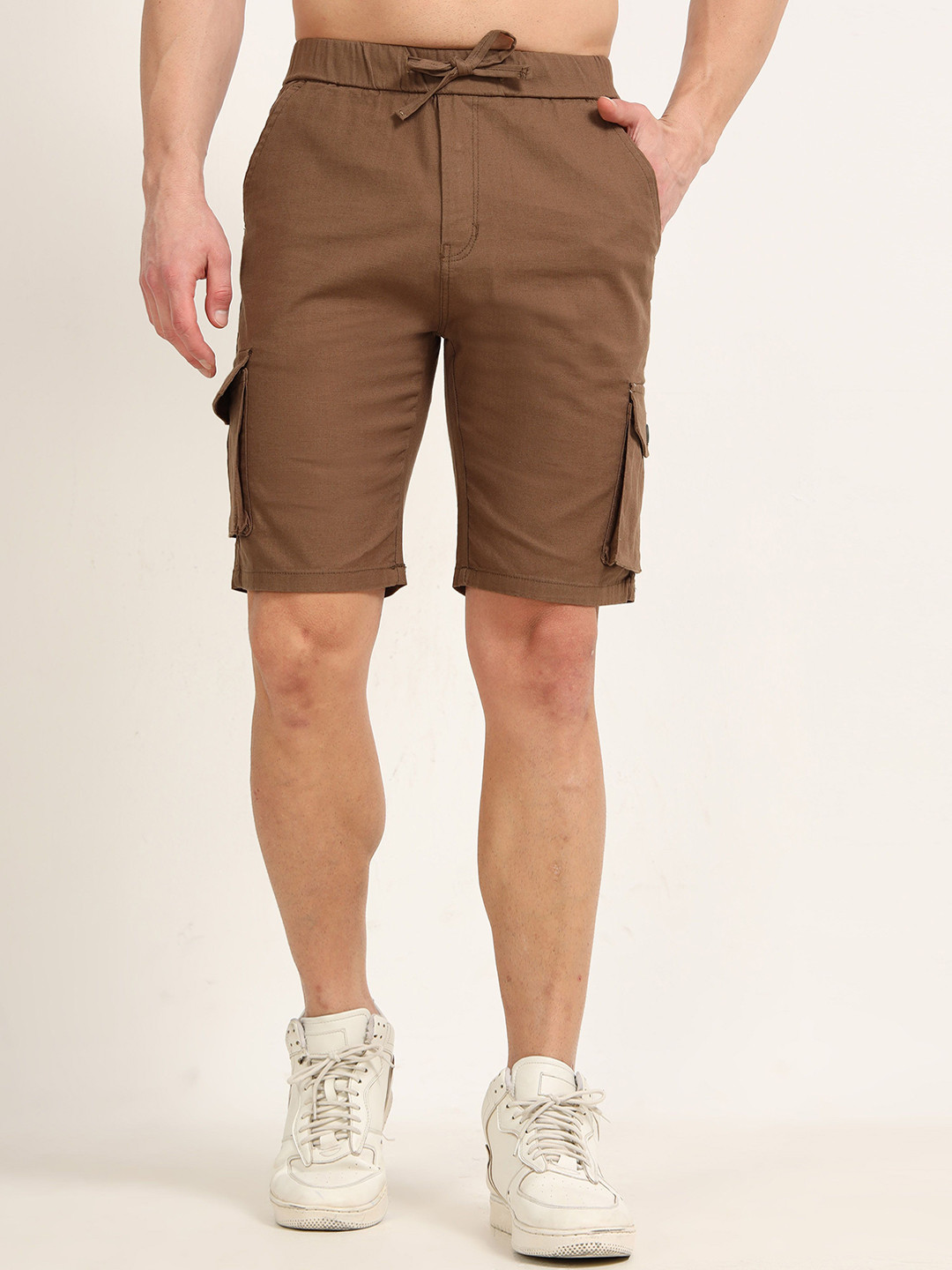 Bushirt Men Casual Cargo Linen Shorts