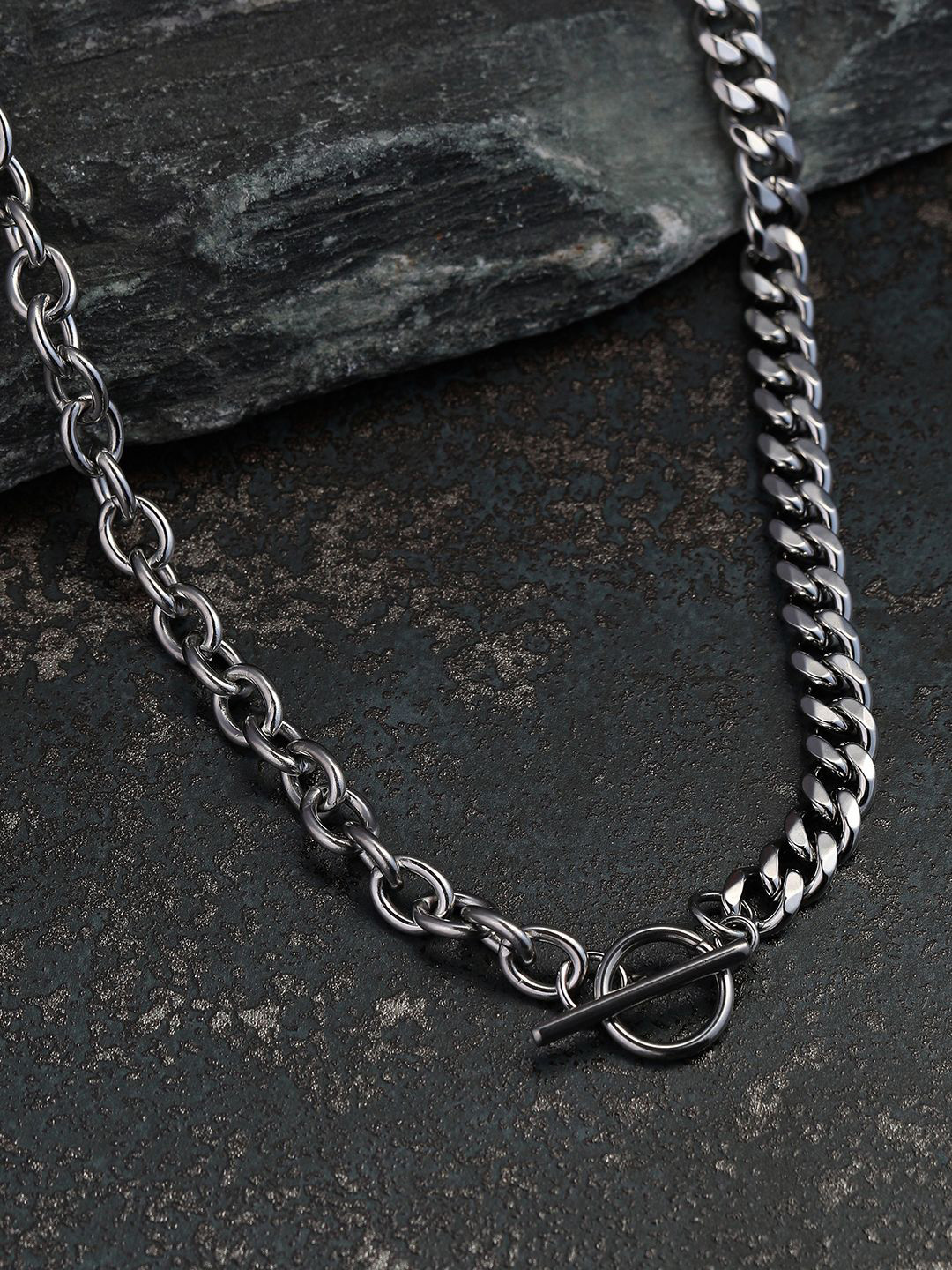 French Accent Men Silver-Plated Mechanical Minimal Chain