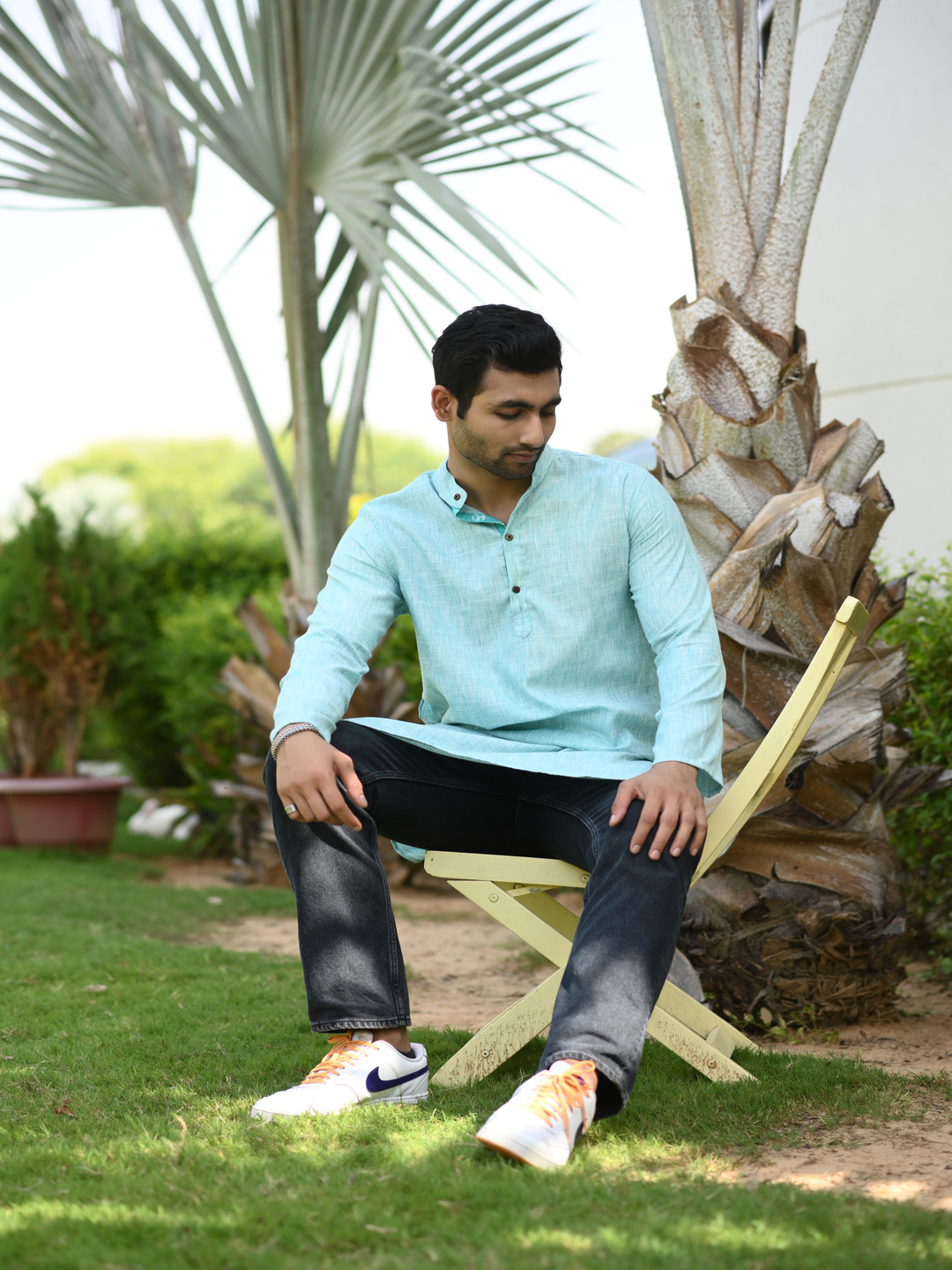 Style Matters Band Collar Long Sleeves Pure Cotton Straight Kurta
