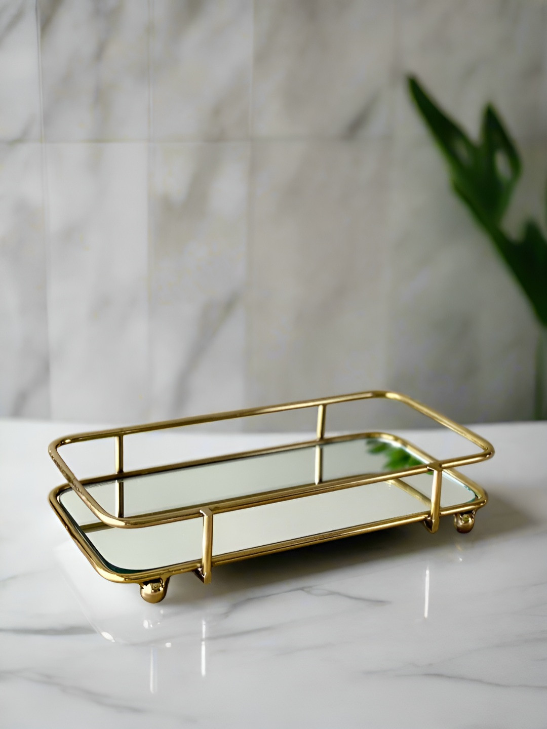 Mason Home Milan Gold-Toned Stainless Steel Mirror Serving Tray