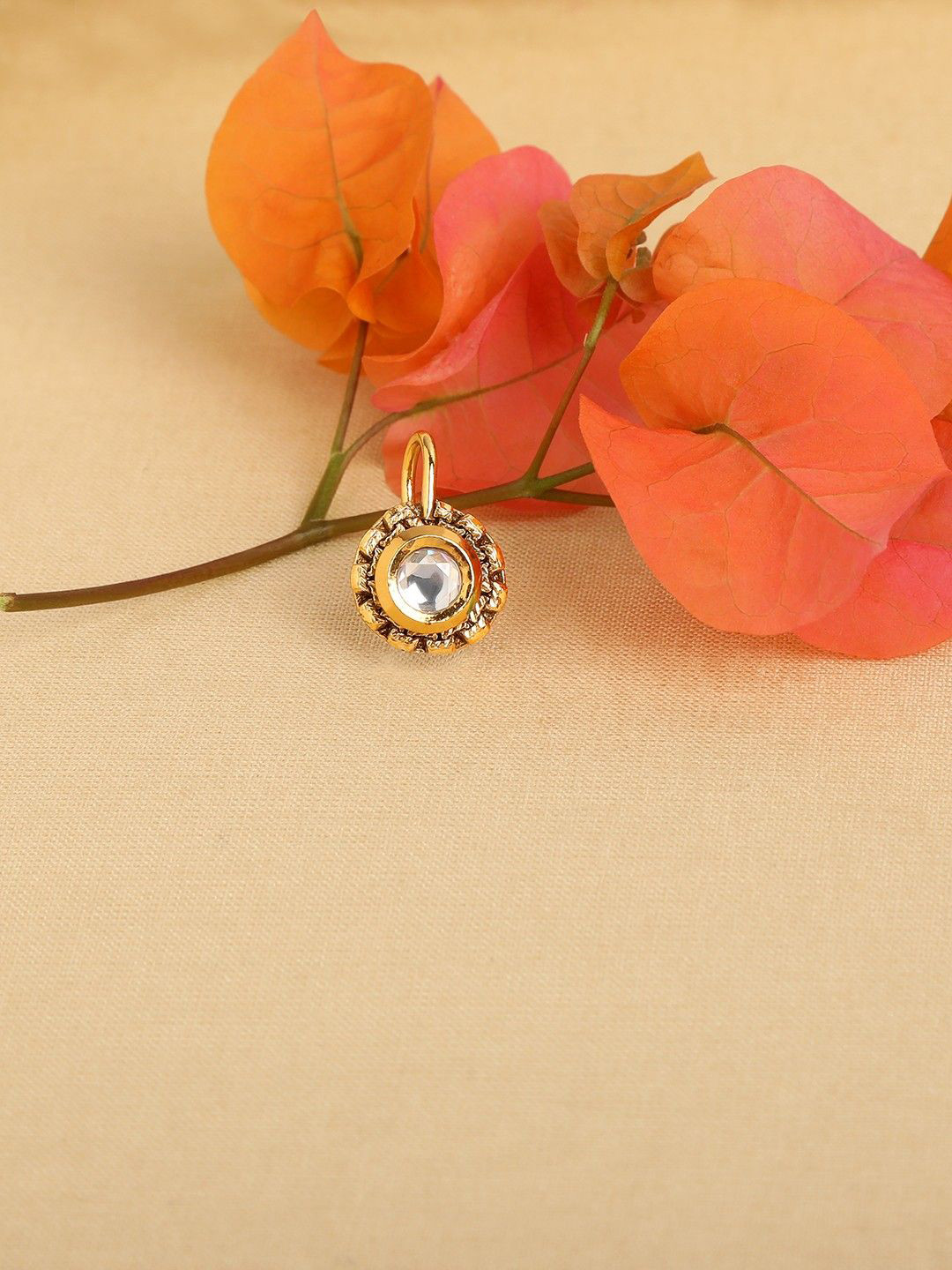 Anouk Gold-Plated Kundan Stud Embedded Nosepin