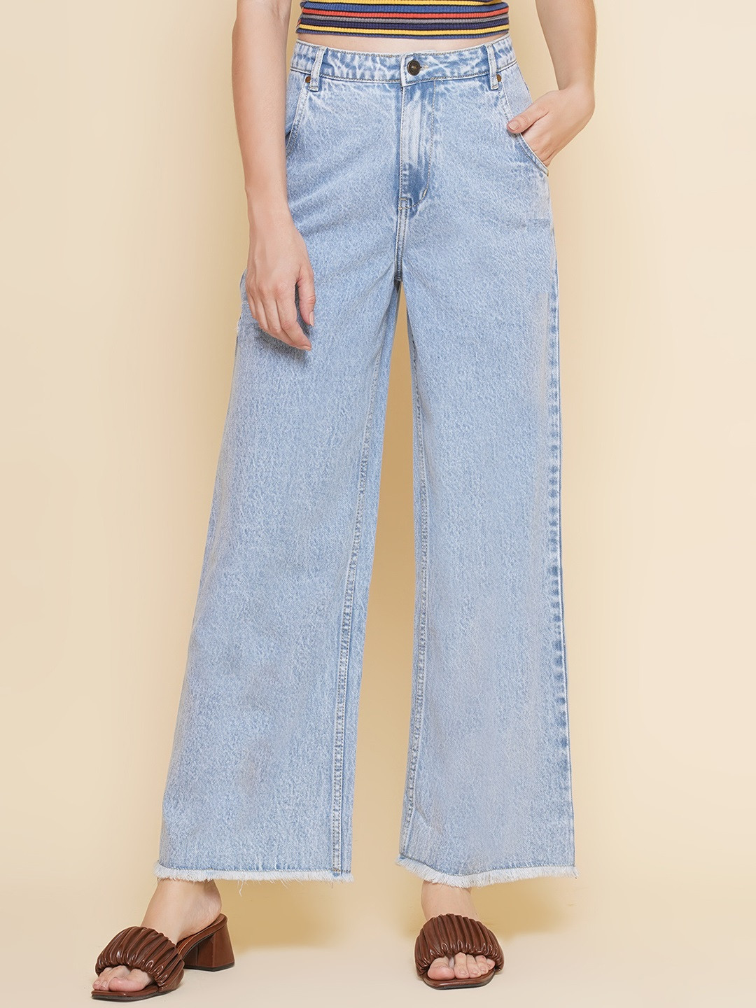 PUELLA Women Straight Fit High-Rise Light Fade Stretchable Jeans
