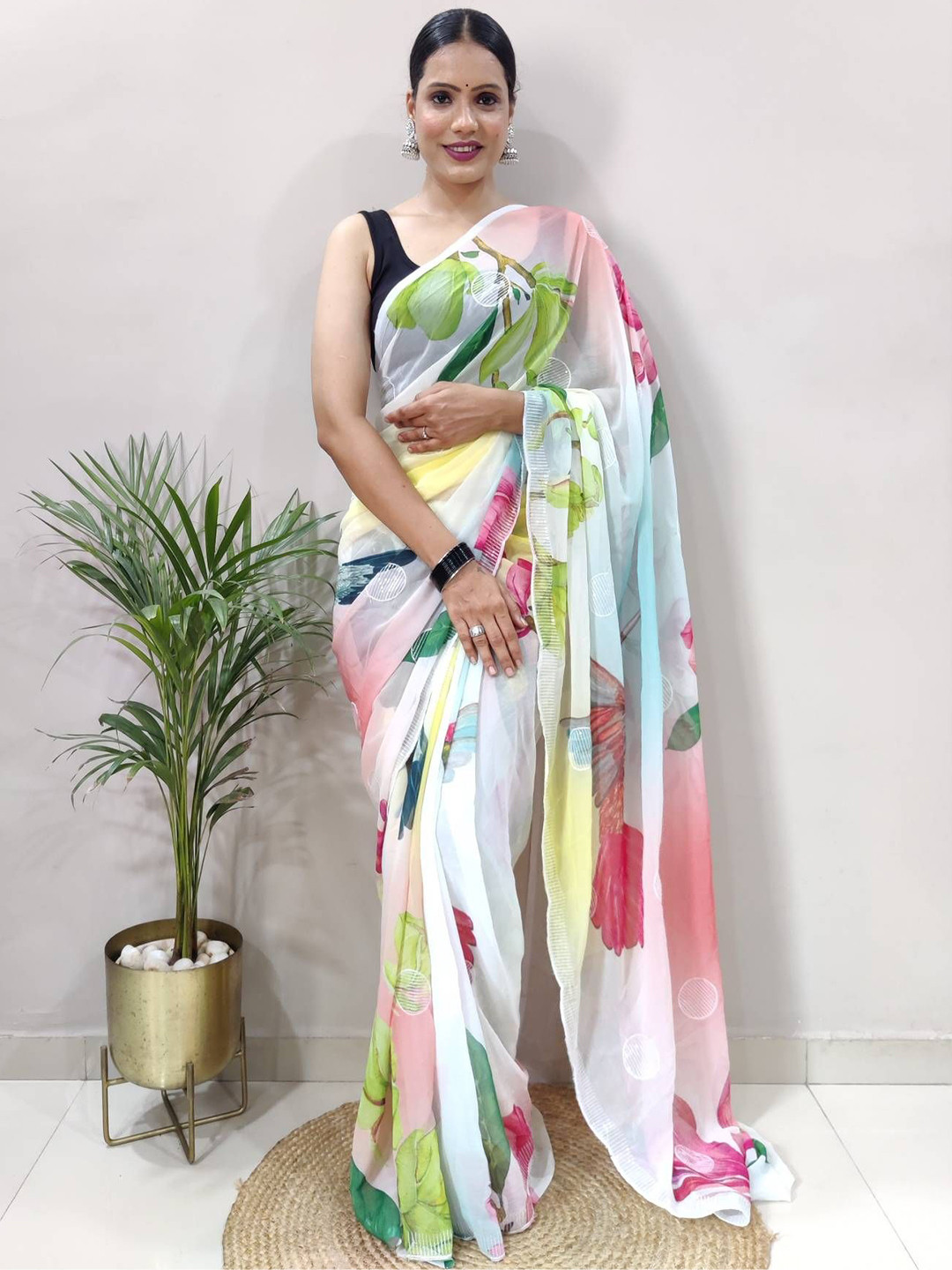 HI FI NX Floral Pure Georgette Kanjeevaram Saree