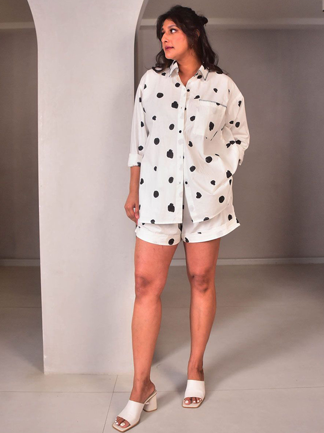 WHY SO BLUE Women Printed Chino Dottie Shorts