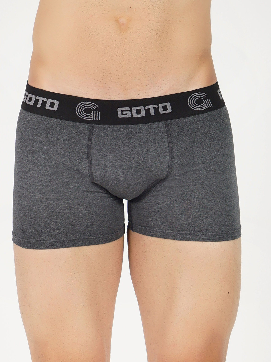 GOTO Mid-Rise Boxer-Style Briefs COTTON BLENDED LYCRA OUTER EA TRUNK DGRY