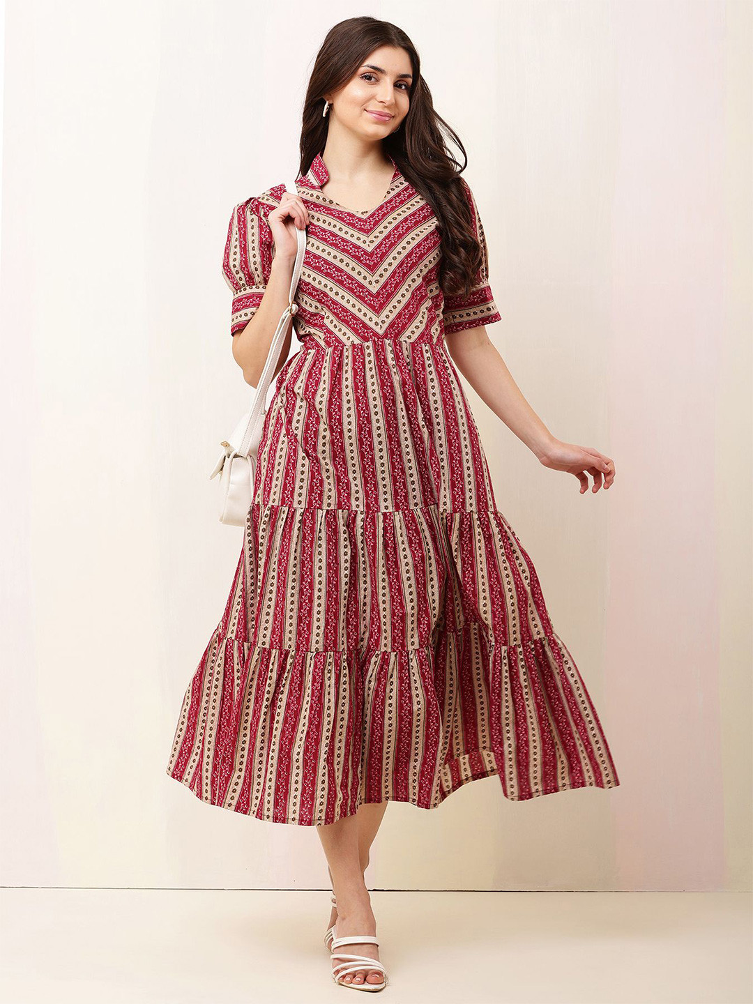 HELLO DESIGN Floral Print Fit & Flare Midi Dress