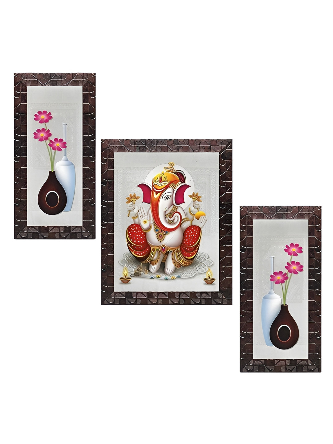 Indianara Lord Ganesha Canvas 3 Piece Wall Rectangle Paintings Wall Art