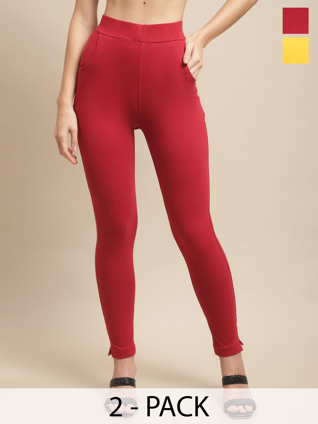 Valles365 by S.C.Pack Of 2 Cotton Ankle-Length Leggings