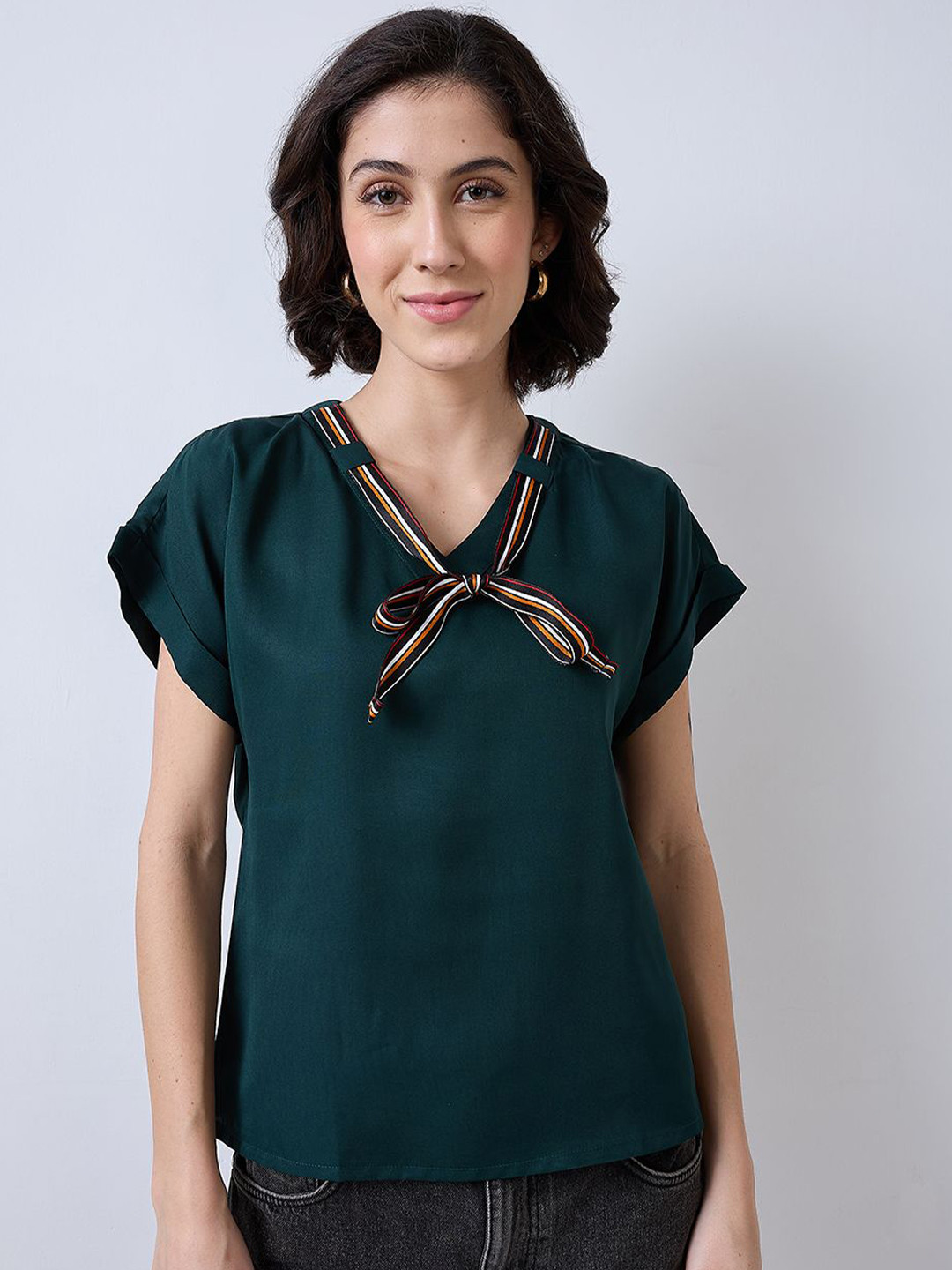 SZN Scarf Neck Extended Sleeves Top