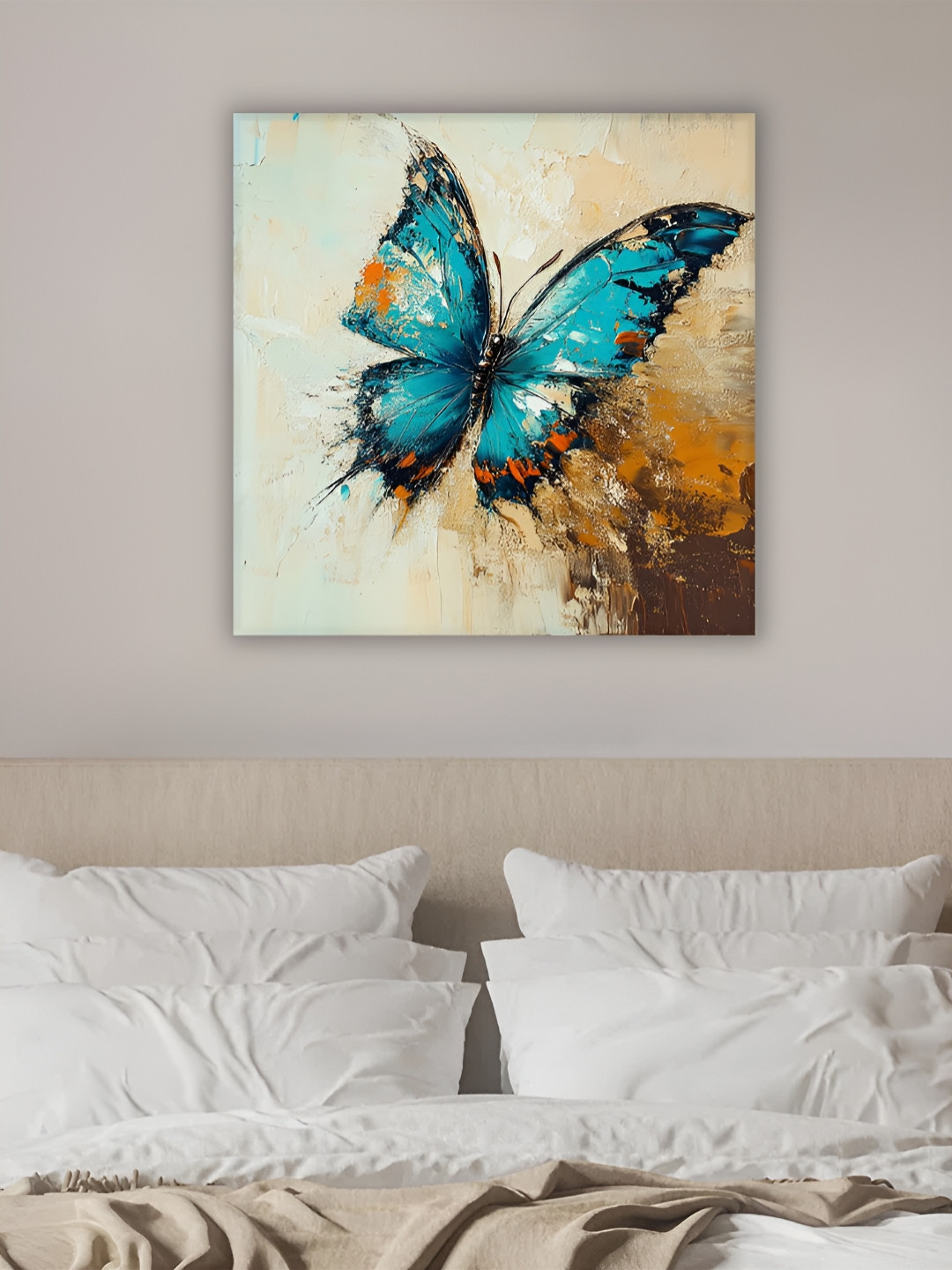 Myntra Elegant Homes Blue & Brown Butterfly Birds and Animals Printed Canvas Wall Art