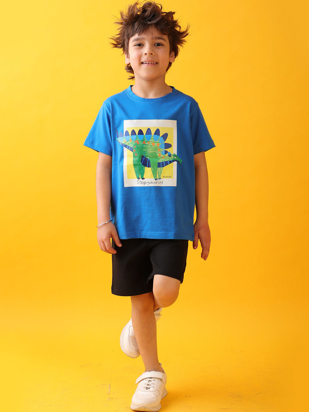 Anthrilo kids Boys Stego Printed Round Neck Pure Cotton T-shirt Shorts Clothing Set