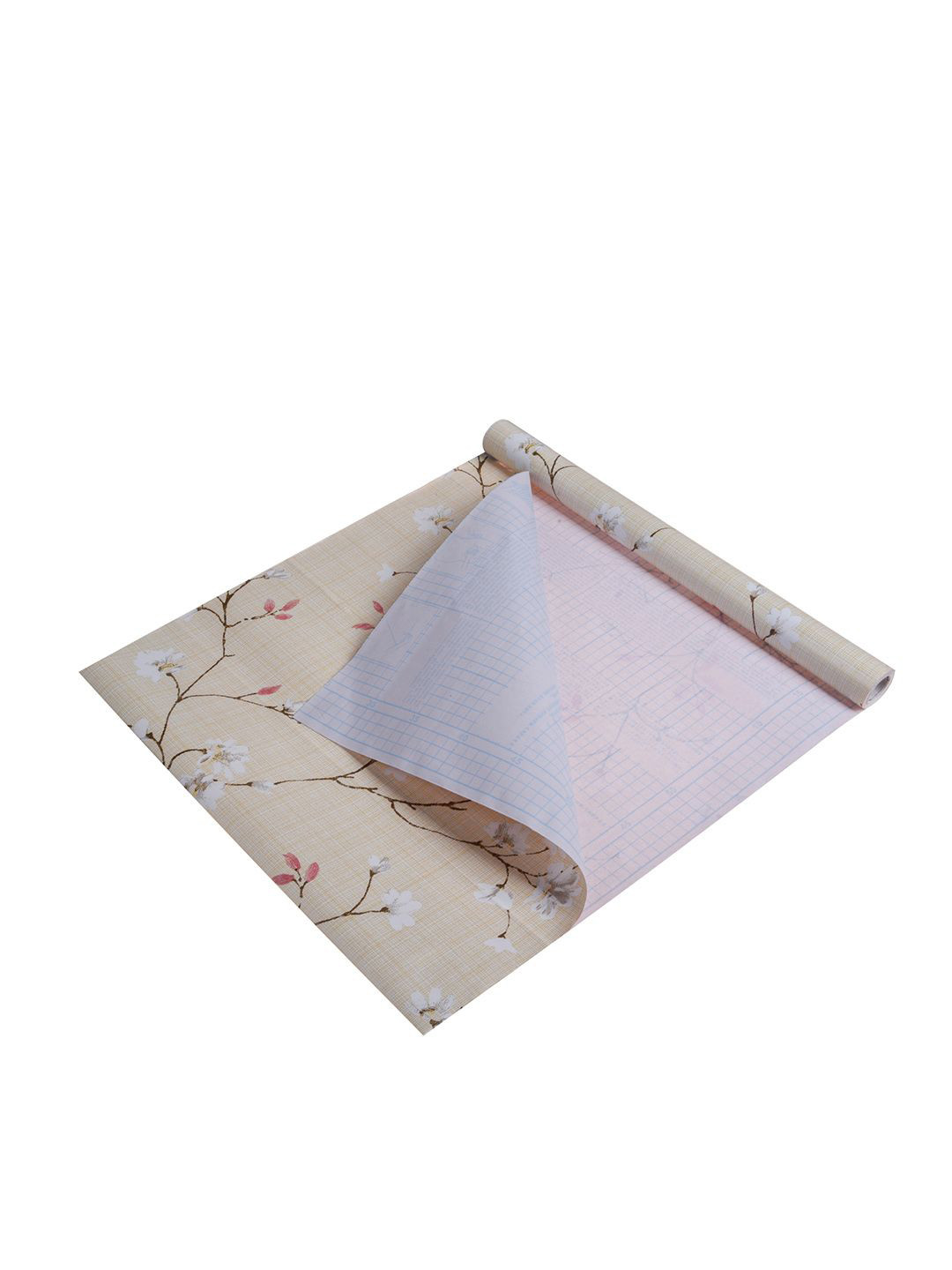 Kuber Industries Cream-Colored & White 2 Pieces Printed Self Adhesive Wallpaper Roll