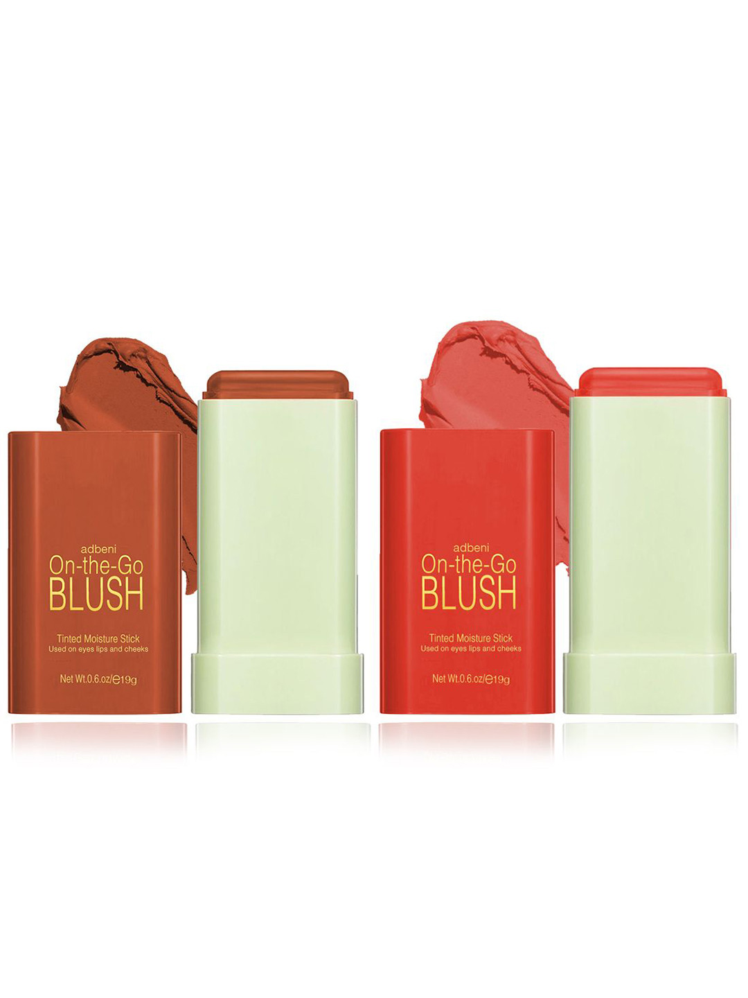Adbeni Set Of 2 On The Glow Blush With Vitamin E - 19 g Each - Beach Glow - Russian Red