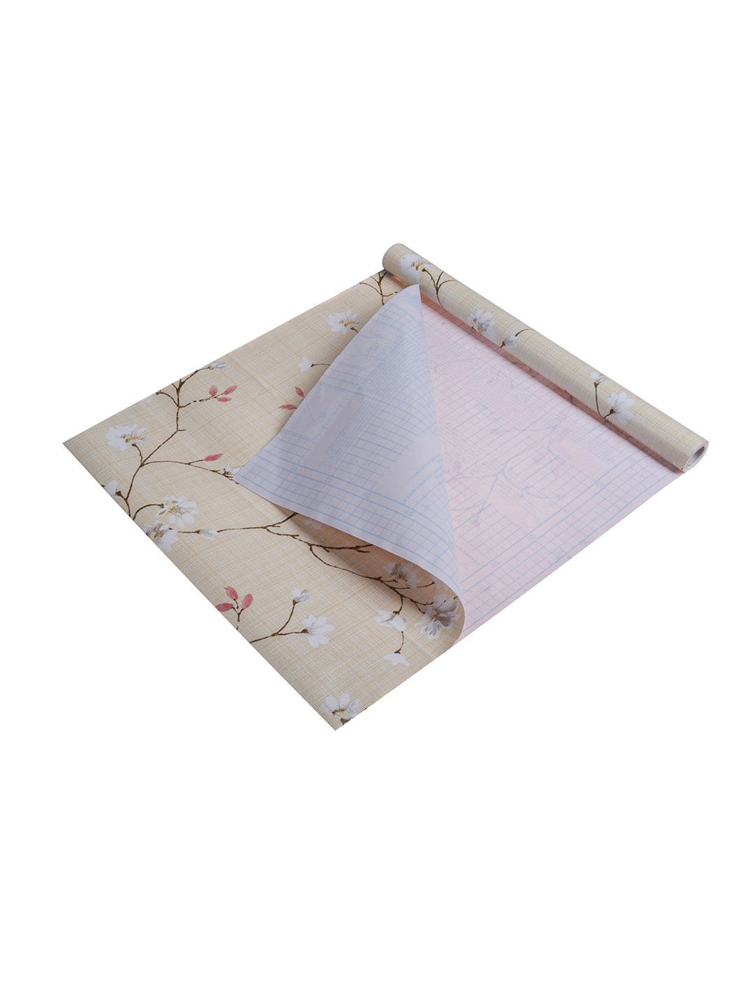 Kuber Industries Cream-Colored & White 3 Pieces Printed Self Adhesive Wallpaper Roll