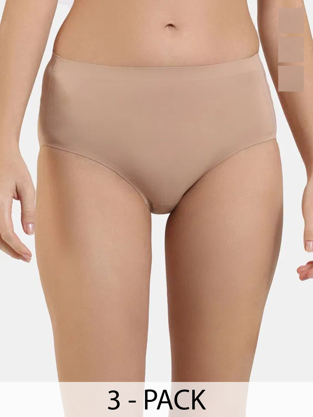 Zivame Pack Of 3 Mid-Rise Seamless Hipster Briefs ZI28BP-Roeb Roeb Roeb