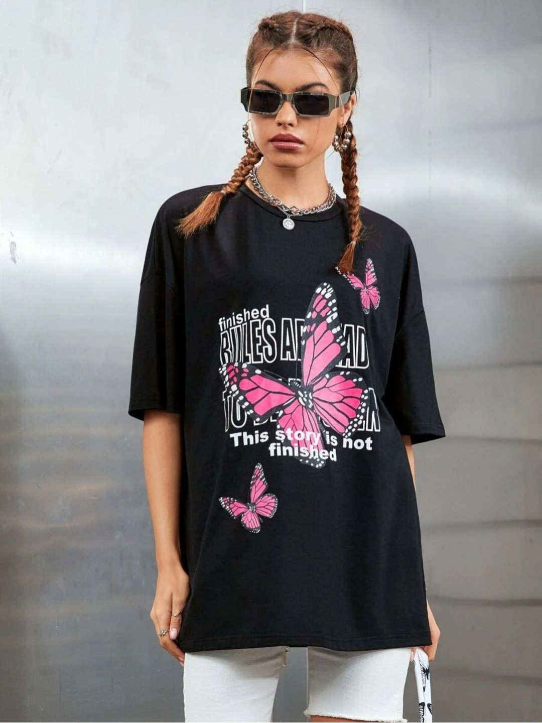 SZN Women Graphic Printed Drop-Shoulder Sleeves T-shirt