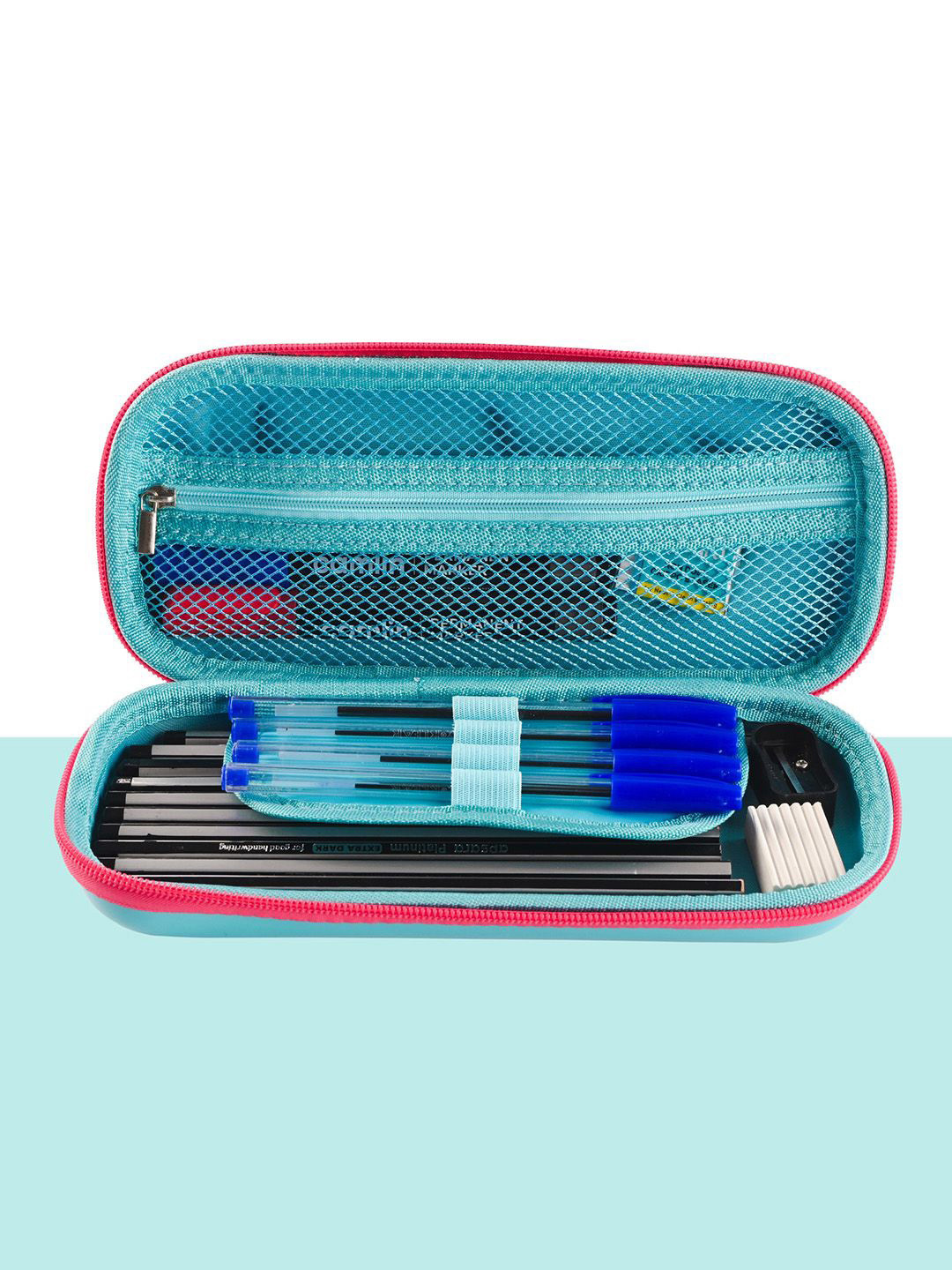 Kuber Industries Pink & Blue FrozenElsa Printed Waterproof 3D Pencil Box For Kids & Adults