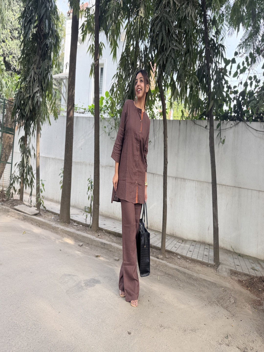 Saltpetre Linen Long Line Shirt With Relaxed-Fit Pants Co-Ords Set