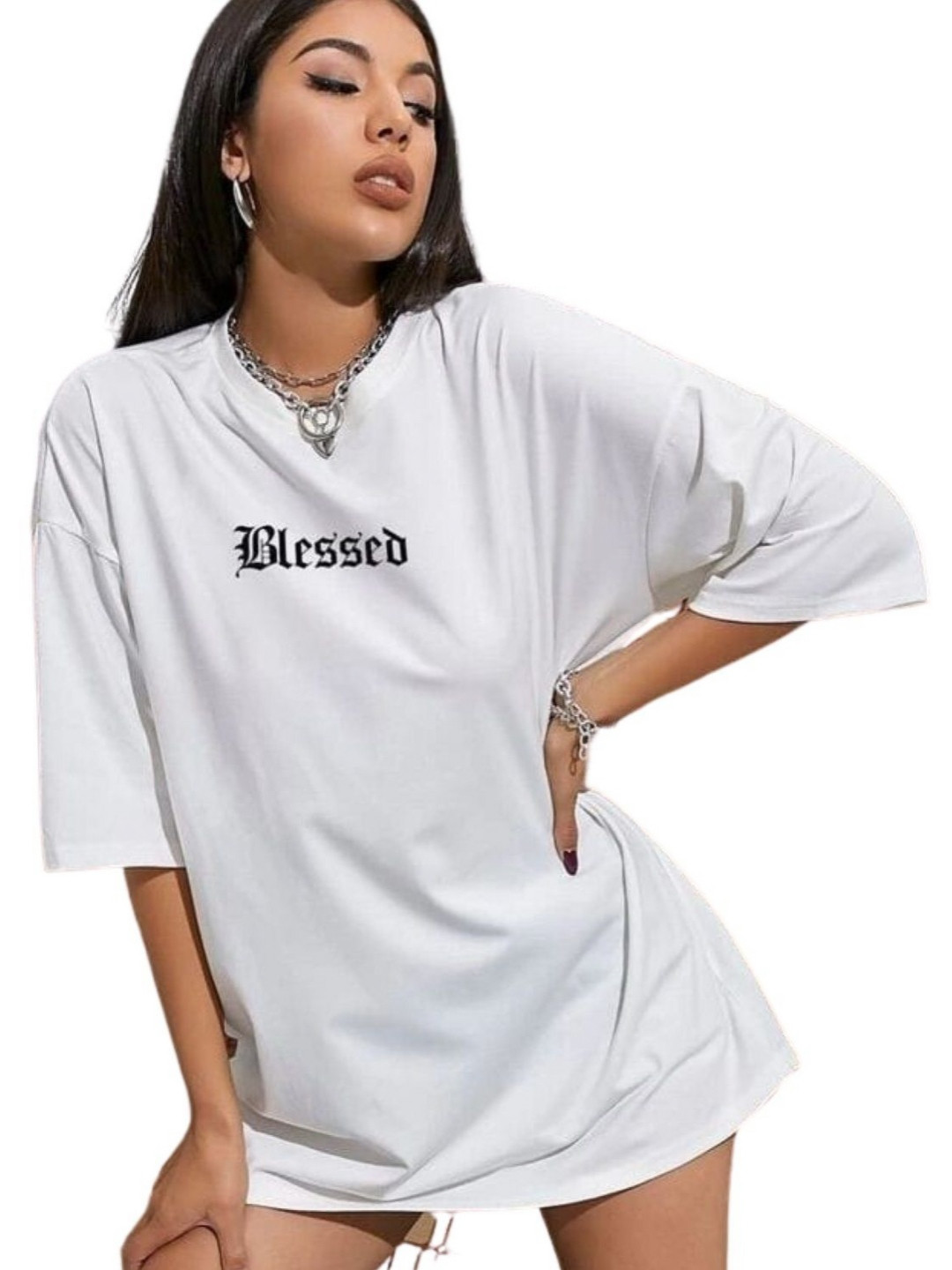 SZN Blessed Typography Oversized Cotton Tshirt