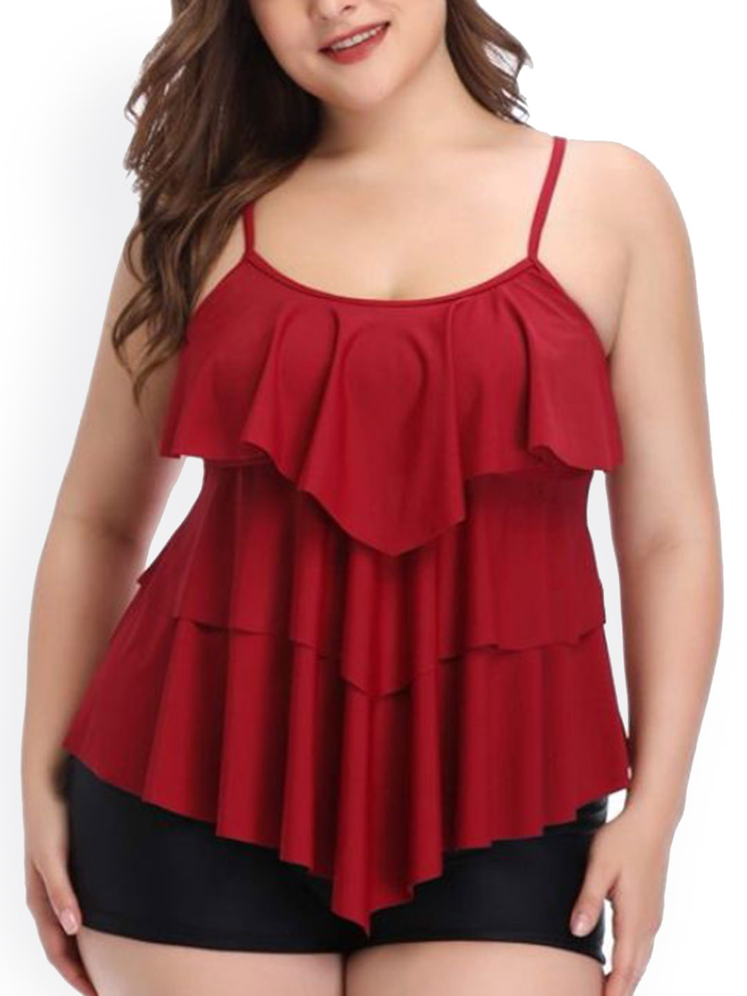 Plus Curvves Plus Size Tankini Swim Set