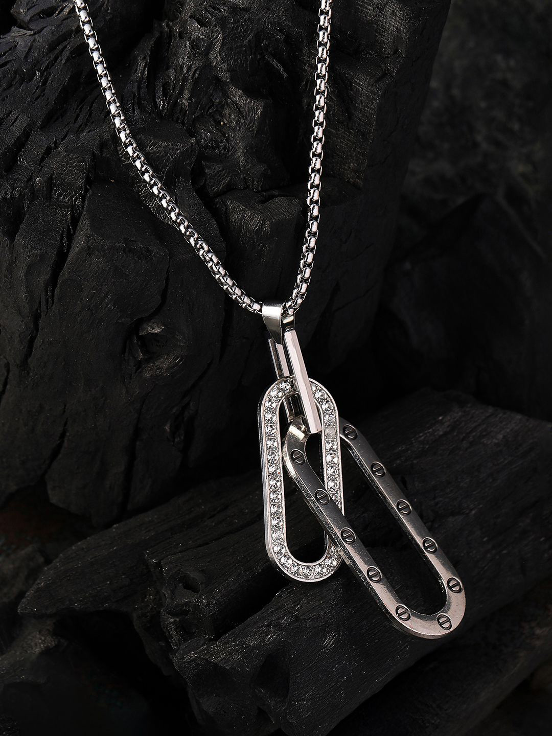 French Accent Men Silver-Plated The Hlos Pendant Chain